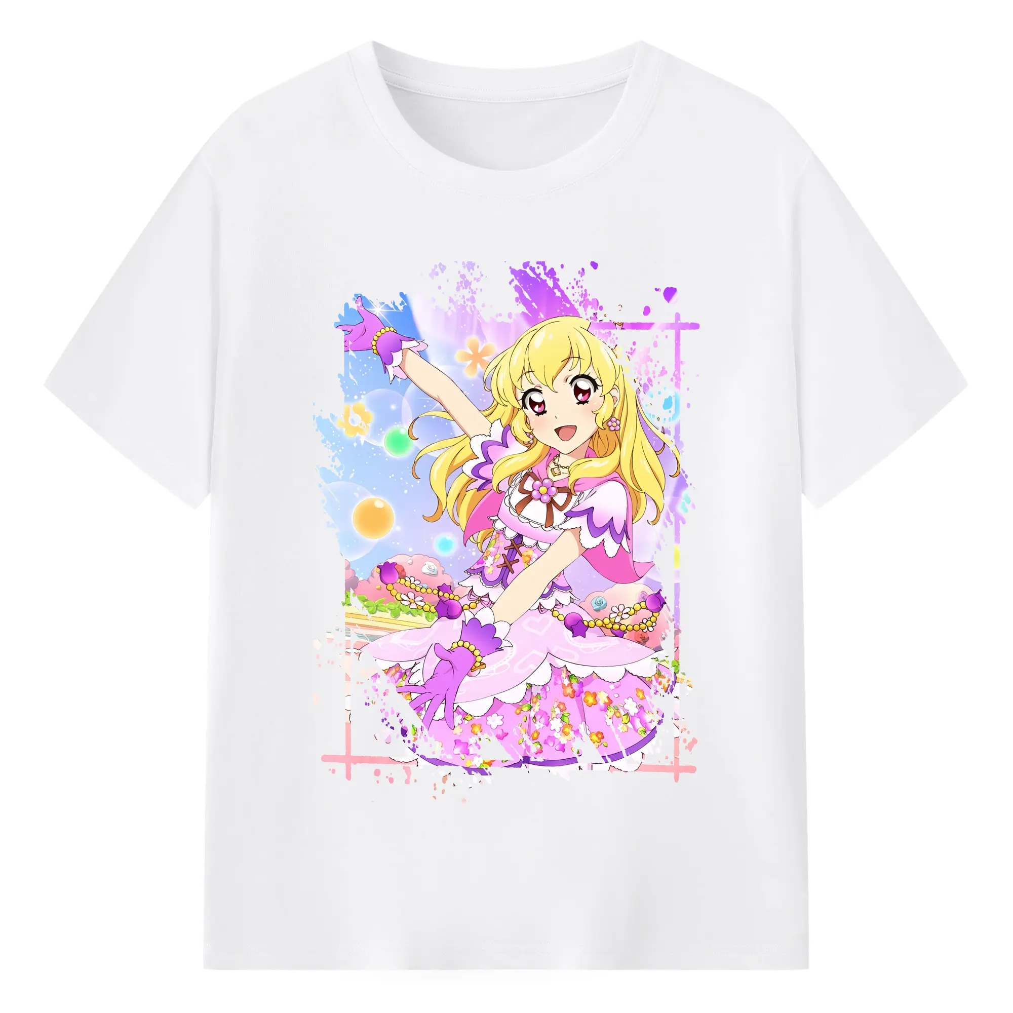 アイカツ グッズ 星宮 いちご - 綿100％ 半袖Tシャツ ・ フロントプリント ・ 快適 通気性 ・ 日常使い 散歩 スポーツ用