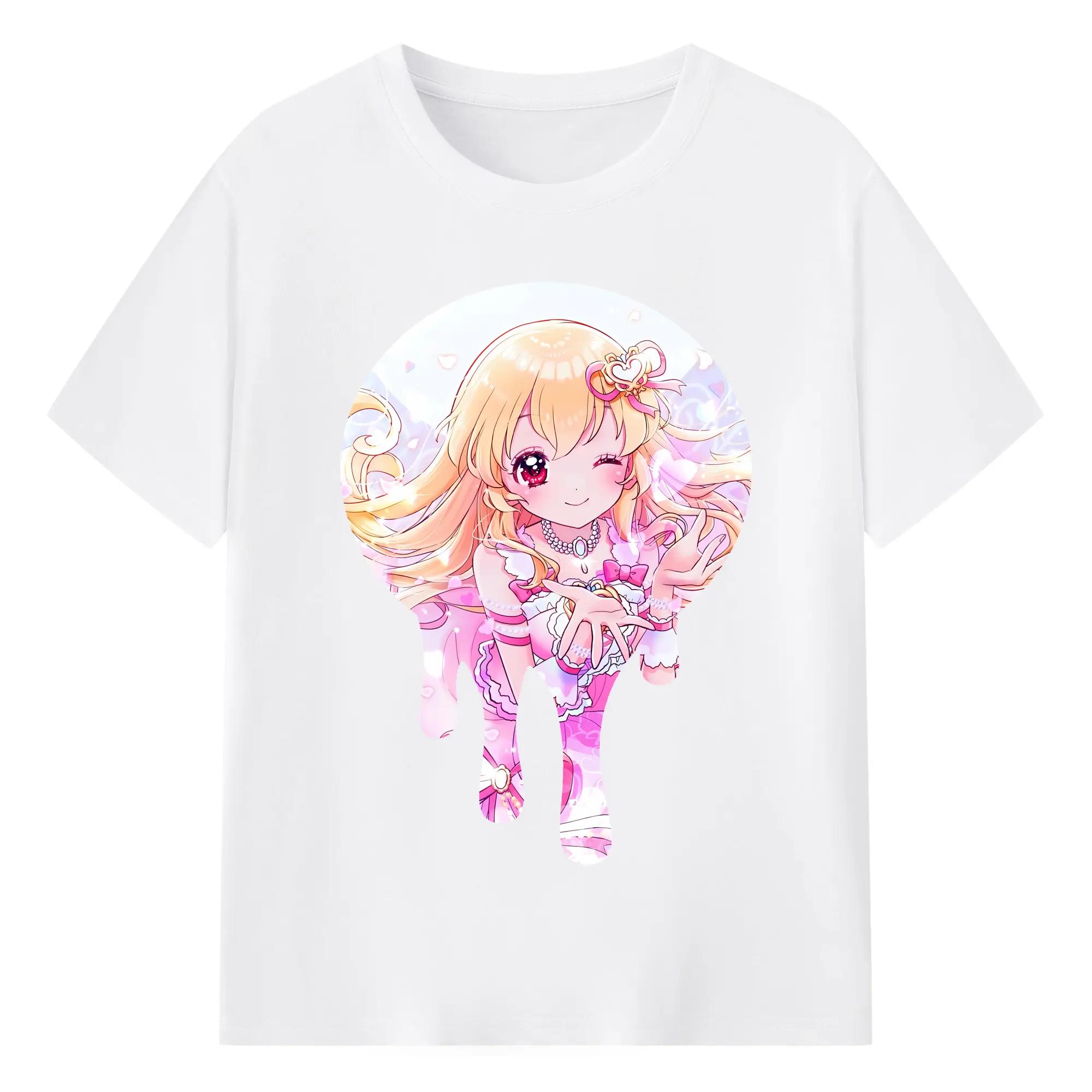 アイカツ グッズ 星宮 いちご - 綿100％ 半袖Tシャツ ・ フロントプリント ・ 快適 通気性 ・ 日常使い 散歩 スポーツ用