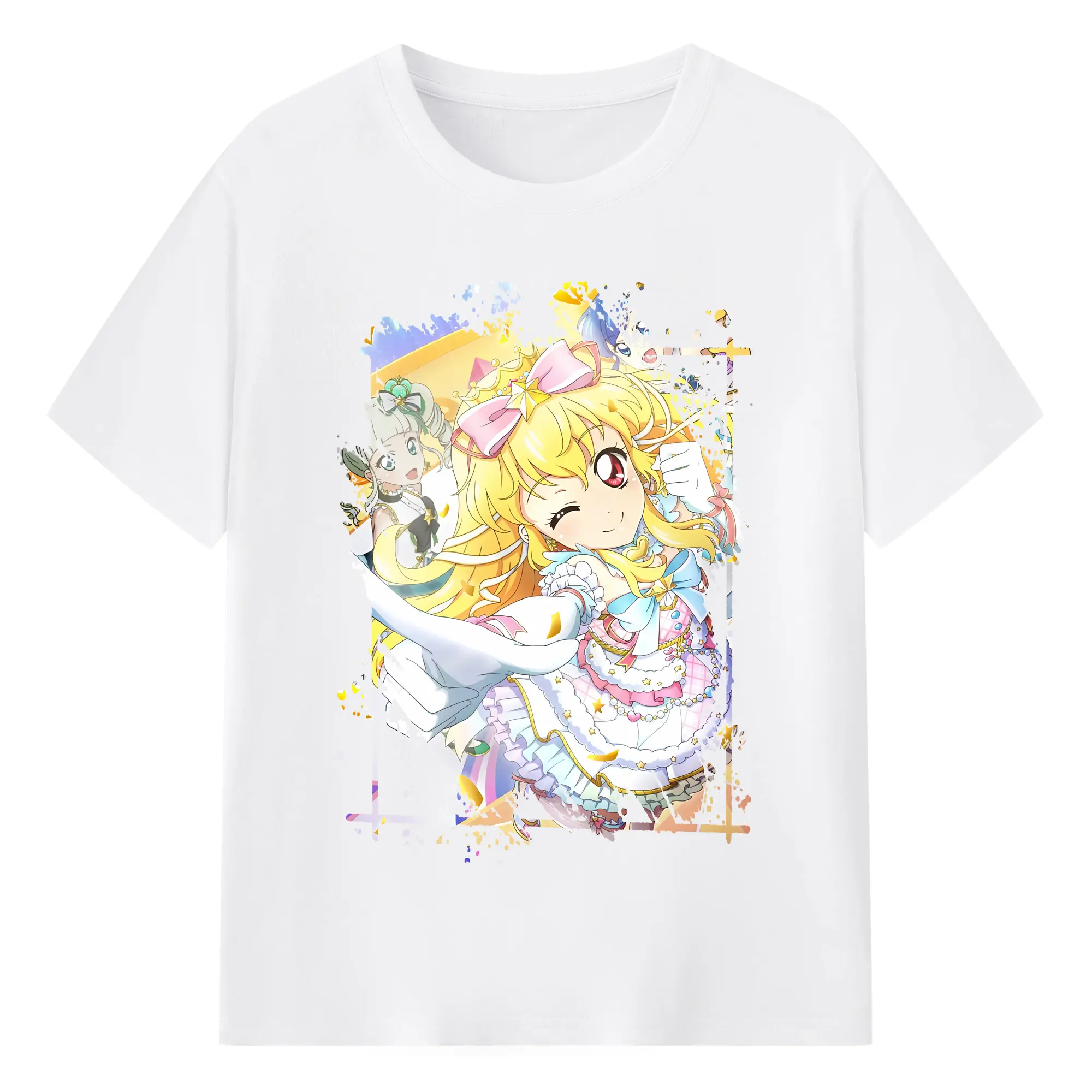 アイカツ グッズ 星宮 いちご - 綿100％ 半袖Tシャツ ・ フロントプリント ・ 快適 通気性 ・ 日常使い 散歩 スポーツ用