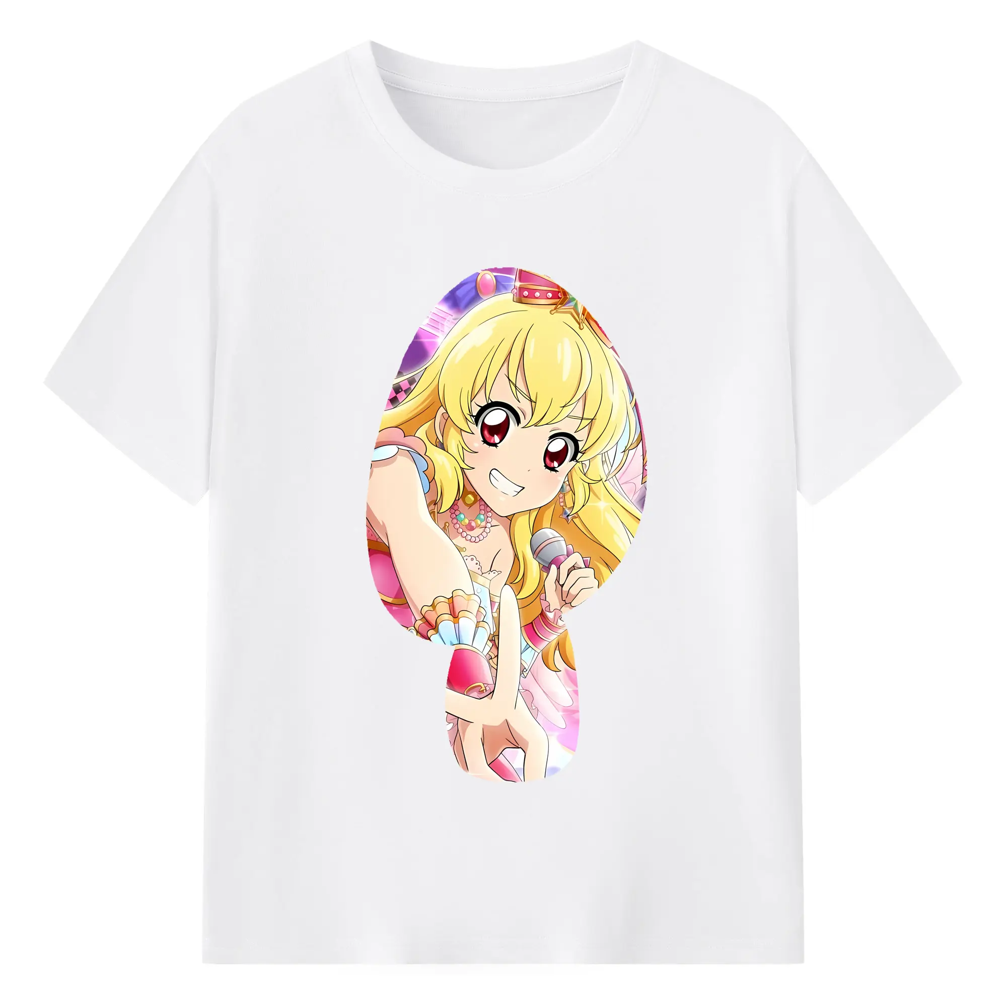 アイカツ グッズ 星宮 いちご - 綿100％ 半袖Tシャツ ・ フロントプリント ・ 快適 通気性 ・ 日常使い 散歩 スポーツ用