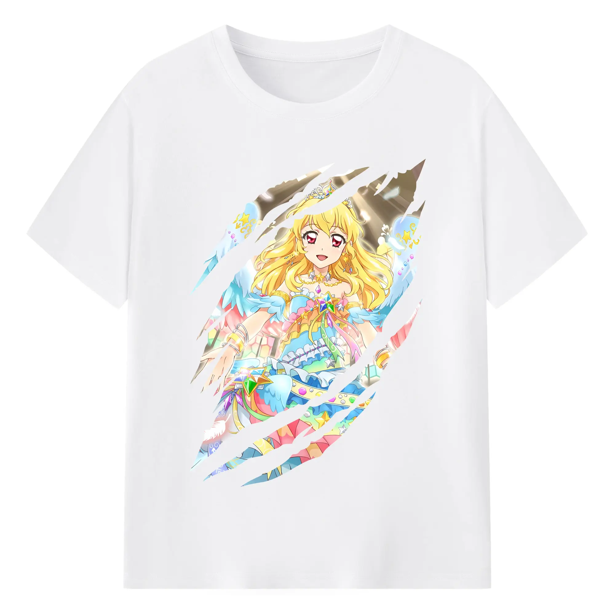 アイカツ グッズ 星宮 いちご - 綿100％ 半袖Tシャツ ・ フロントプリント ・ 快適 通気性 ・ 日常使い 散歩 スポーツ用