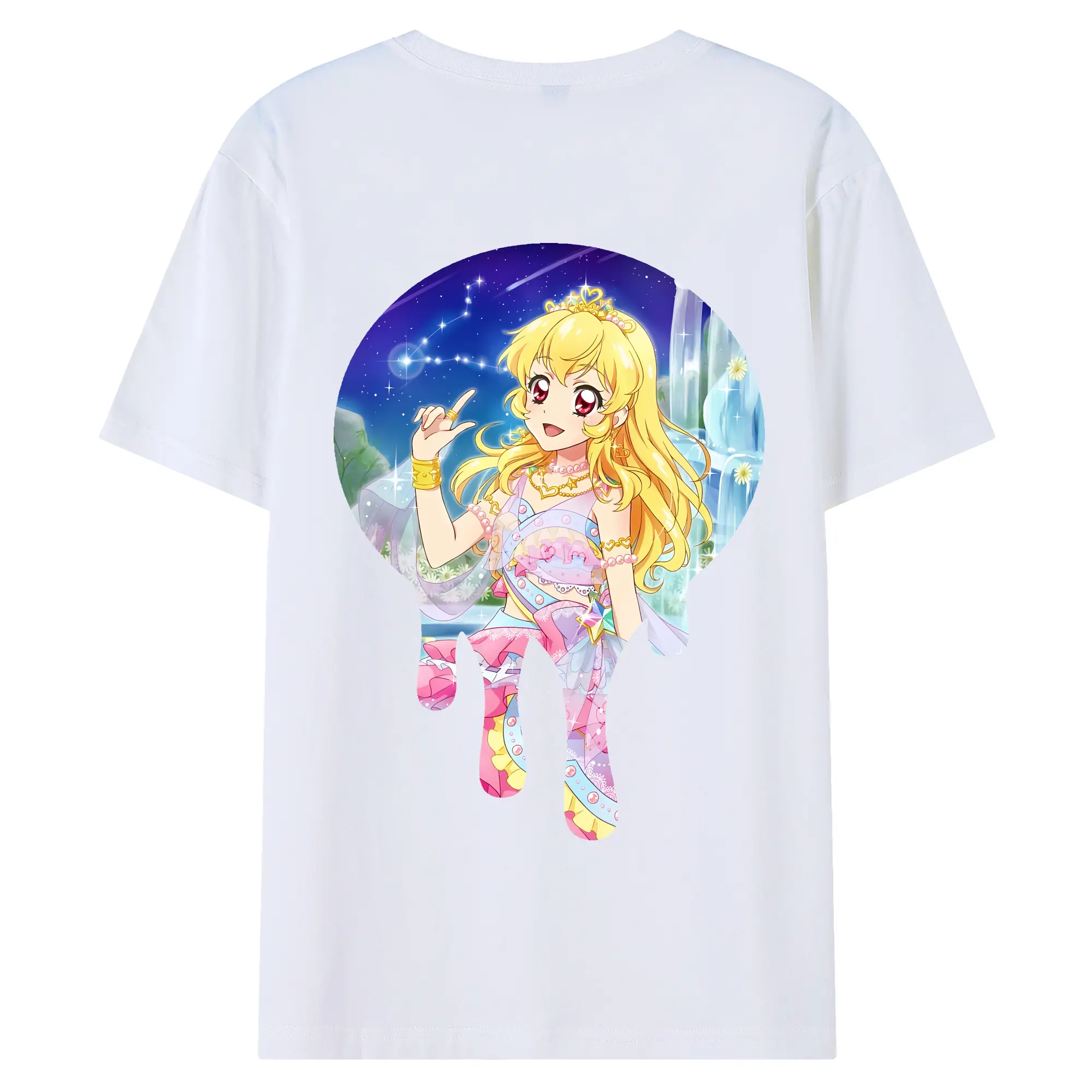 アイカツ グッズ 星宮 いちご - 綿100％ 半袖Tシャツ ・ バックプリント ・ 快適 通気性 ・ 日常使い 散歩 スポーツ用
