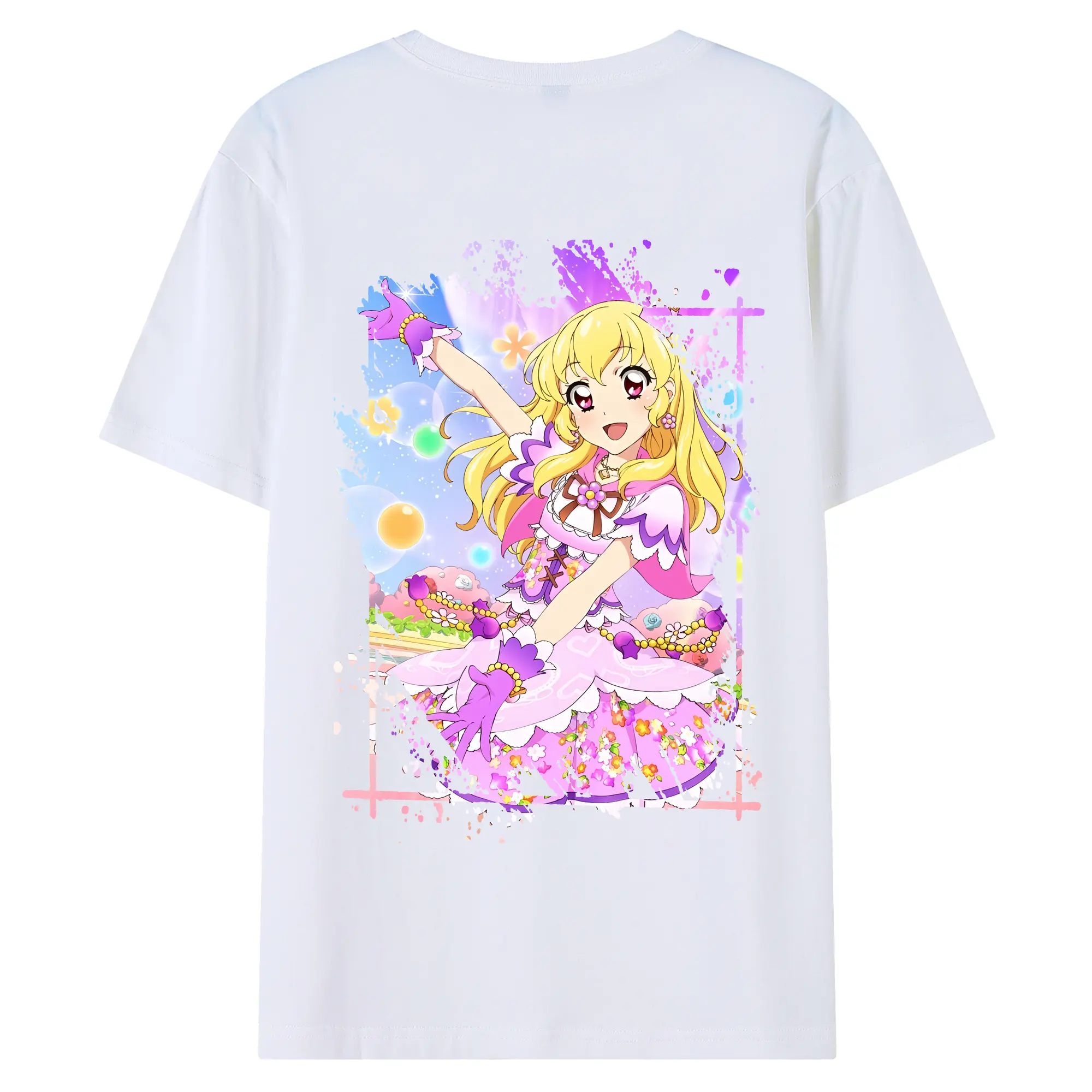 アイカツ グッズ 星宮 いちご - 綿100％ 半袖Tシャツ ・ バックプリント ・ 快適 通気性 ・ 日常使い 散歩 スポーツ用