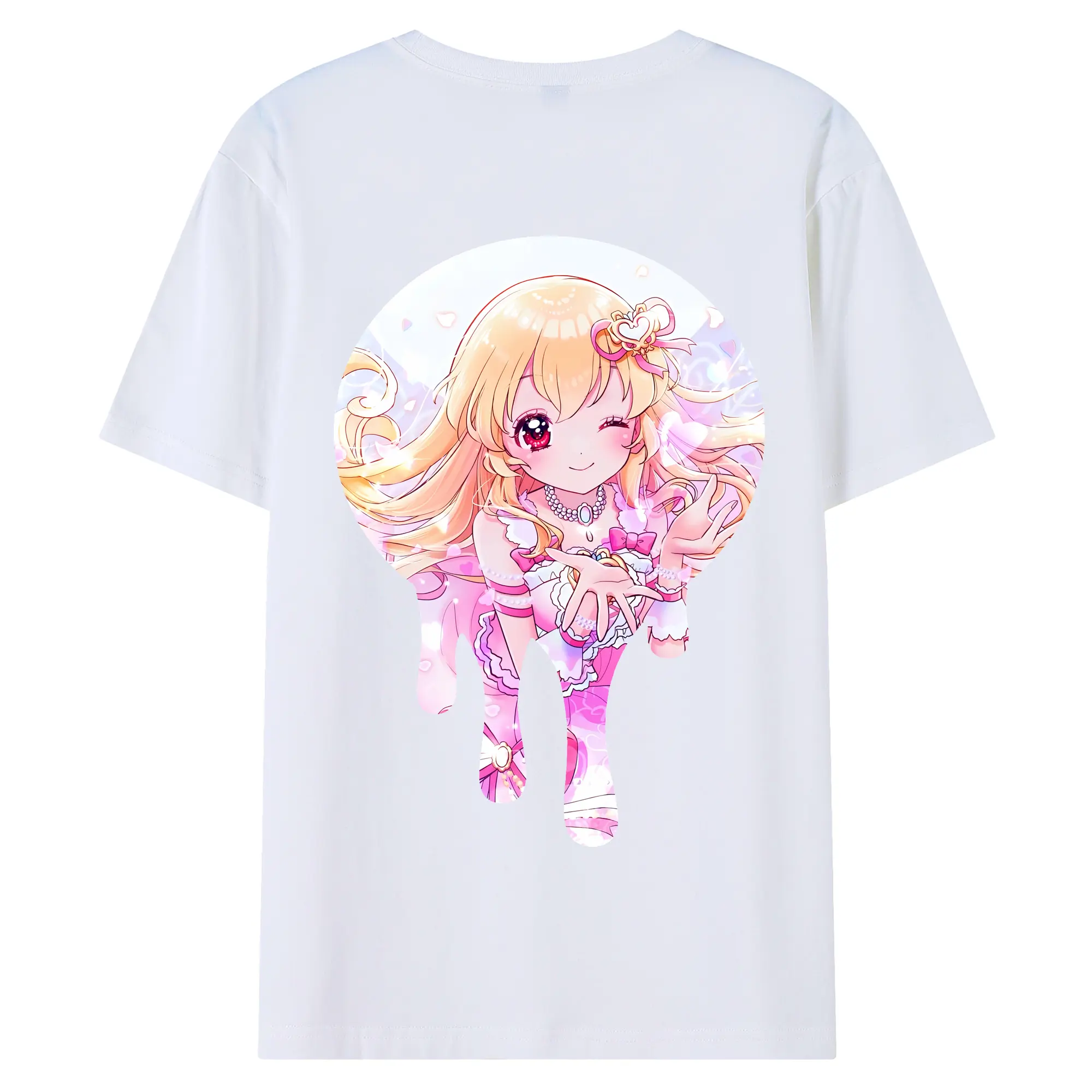 アイカツ グッズ 星宮 いちご - 綿100％ 半袖Tシャツ ・ バックプリント ・ 快適 通気性 ・ 日常使い 散歩 スポーツ用
