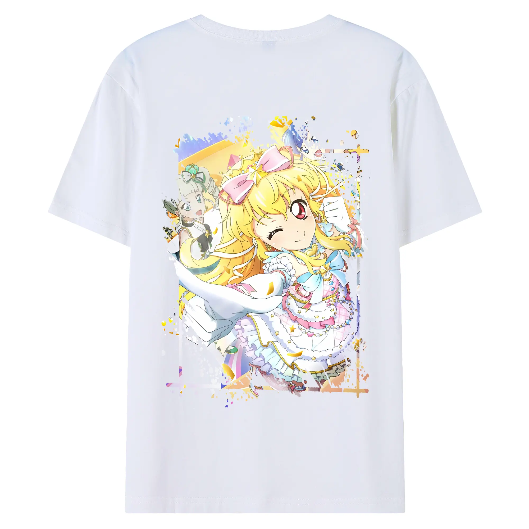 アイカツ グッズ 星宮 いちご - 綿100％ 半袖Tシャツ ・ バックプリント ・ 快適 通気性 ・ 日常使い 散歩 スポーツ用