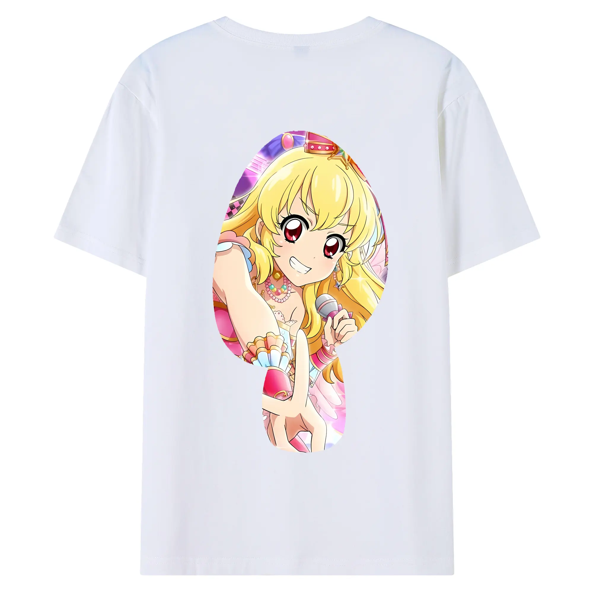 アイカツ グッズ 星宮 いちご - 綿100％ 半袖Tシャツ ・ バックプリント ・ 快適 通気性 ・ 日常使い 散歩 スポーツ用