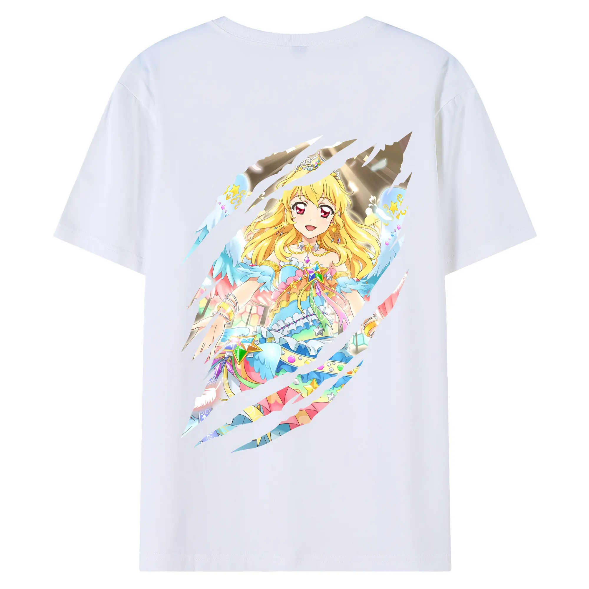 アイカツ グッズ 星宮 いちご - 綿100％ 半袖Tシャツ ・ バックプリント ・ 快適 通気性 ・ 日常使い 散歩 スポーツ用