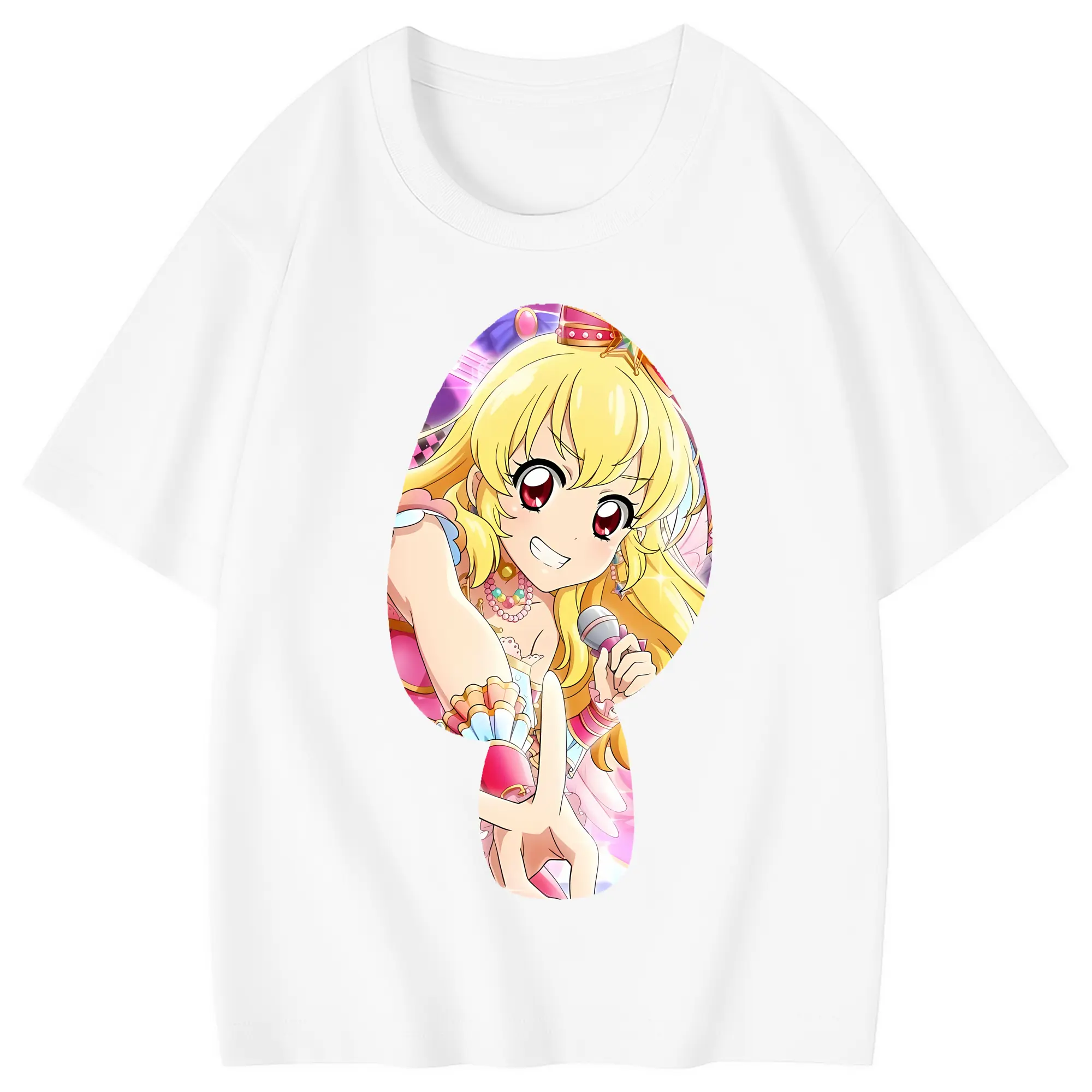 アイカツ グッズ 星宮 いちご - 綿100％ キッズTシャツ ・ フロントプリント ・ 快適 通気性 ・ スポーツ カジュアル 散歩用