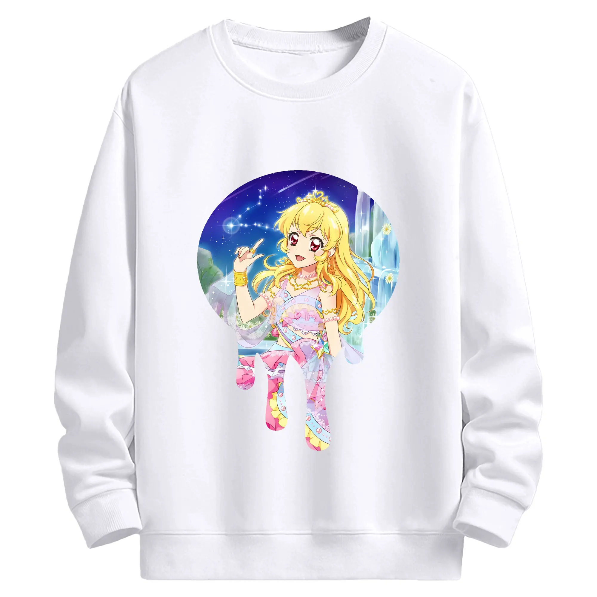 アイカツ グッズ 星宮 いちご - 高品質 クルーネック スウェット ・ コットン59％ ポリエステル41％ ・ ユニセックス 長袖 トレーナー ・ カジュアル デイリー スポーツ 散歩用