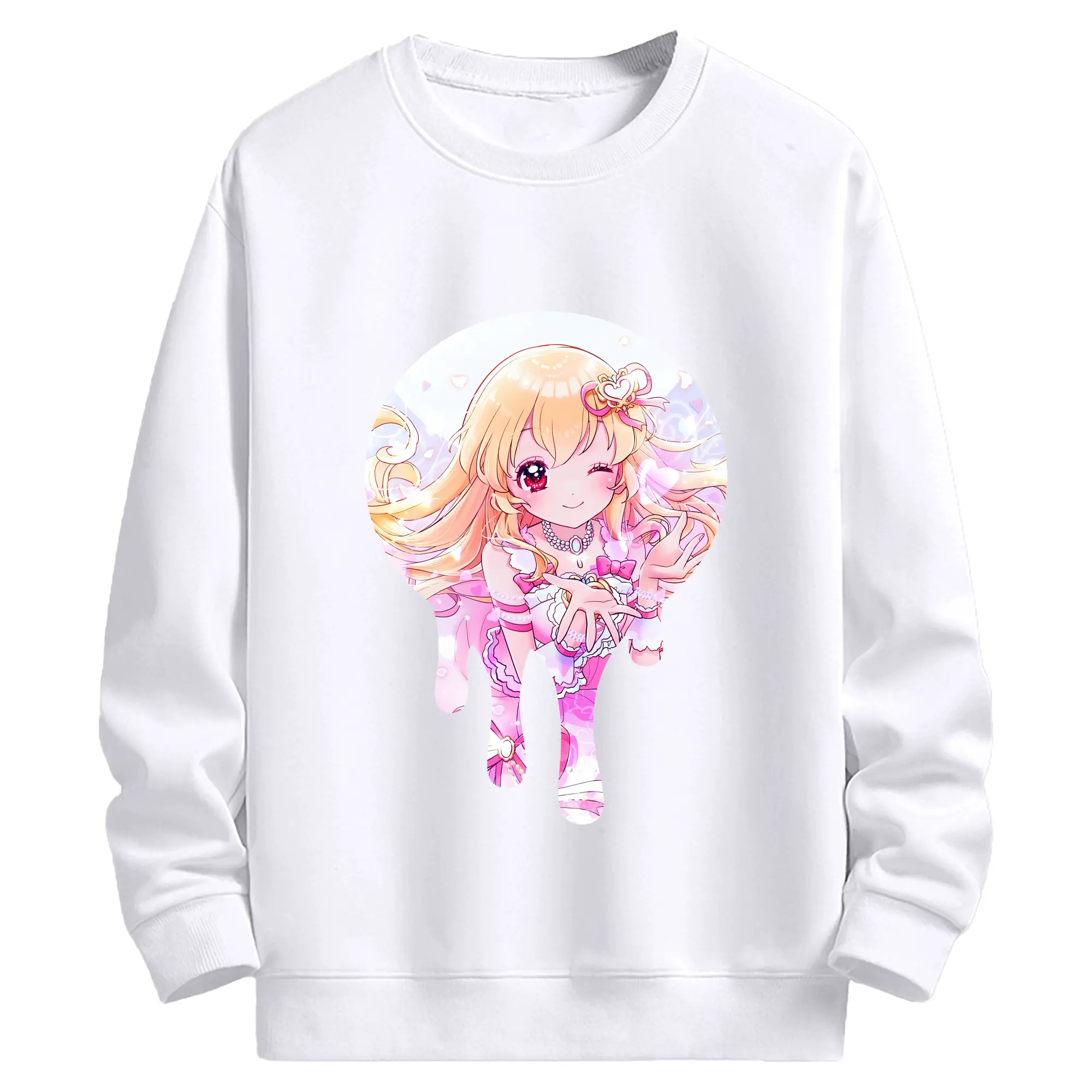 アイカツ グッズ 星宮 いちご - 高品質 クルーネック スウェット ・ コットン59％ ポリエステル41％ ・ ユニセックス 長袖 トレーナー ・ カジュアル デイリー スポーツ 散歩用