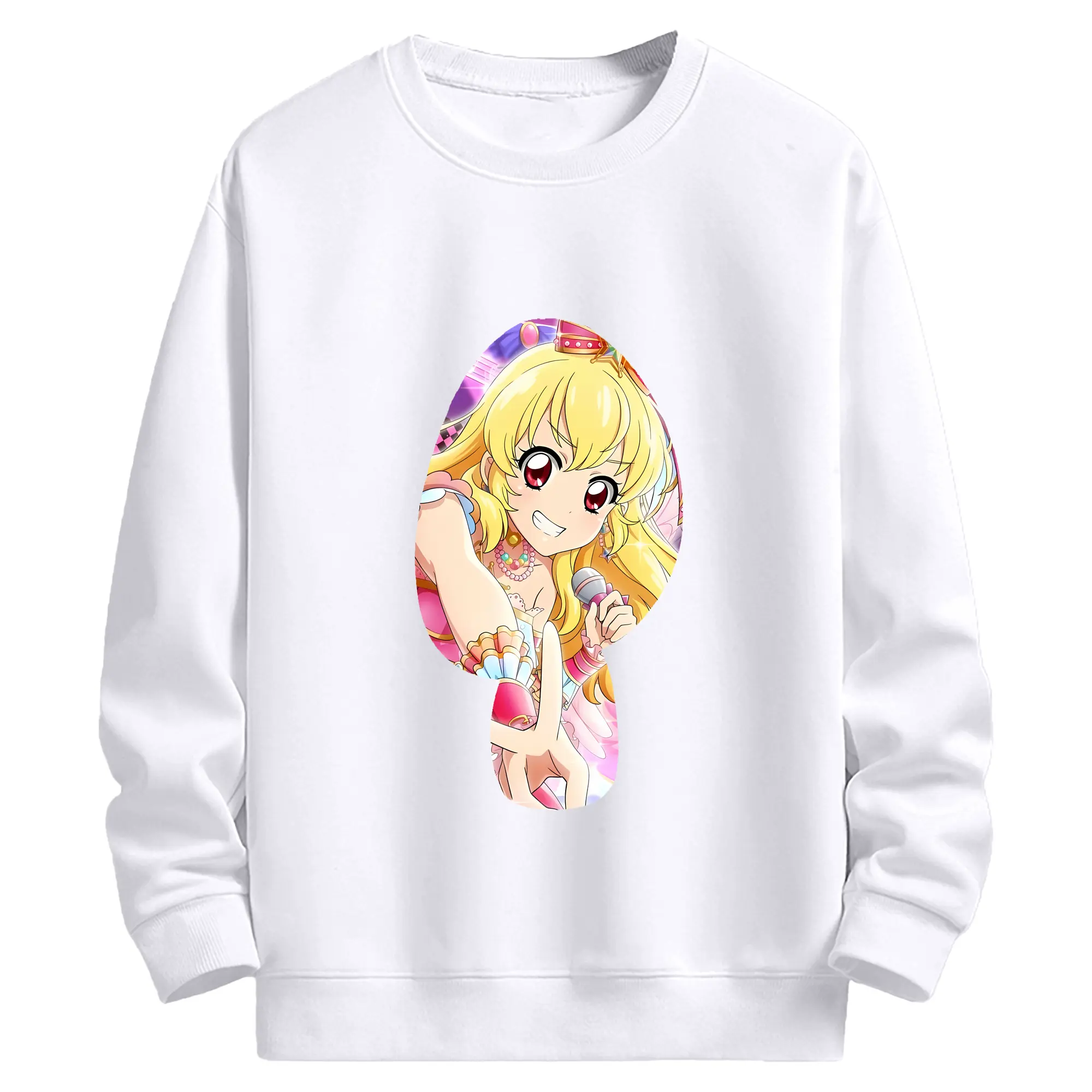 アイカツ グッズ 星宮 いちご - 高品質 クルーネック スウェット ・ コットン59％ ポリエステル41％ ・ ユニセックス 長袖 トレーナー ・ カジュアル デイリー スポーツ 散歩用