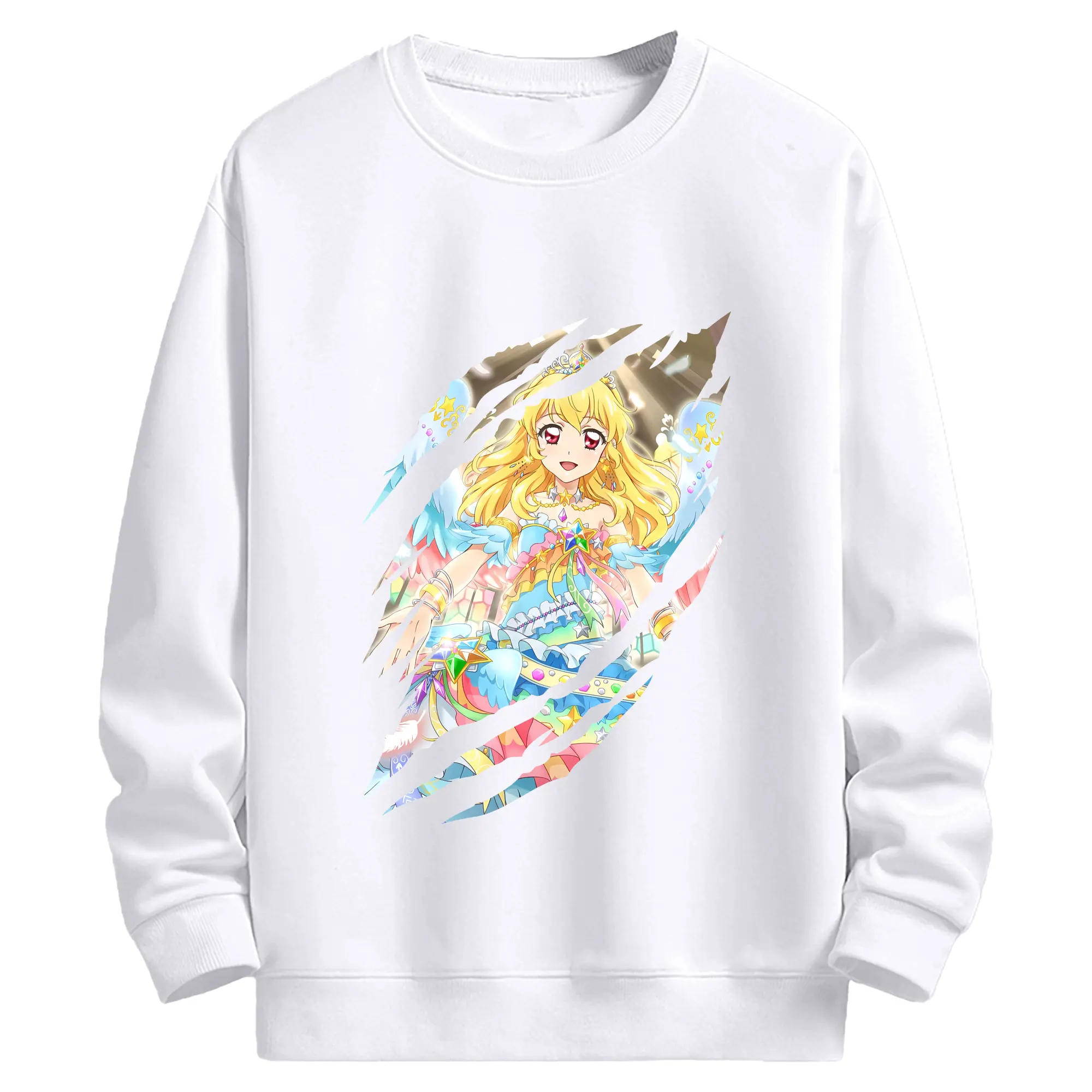 アイカツ グッズ 星宮 いちご - 高品質 クルーネック スウェット ・ コットン59％ ポリエステル41％ ・ ユニセックス 長袖 トレーナー ・ カジュアル デイリー スポーツ 散歩用