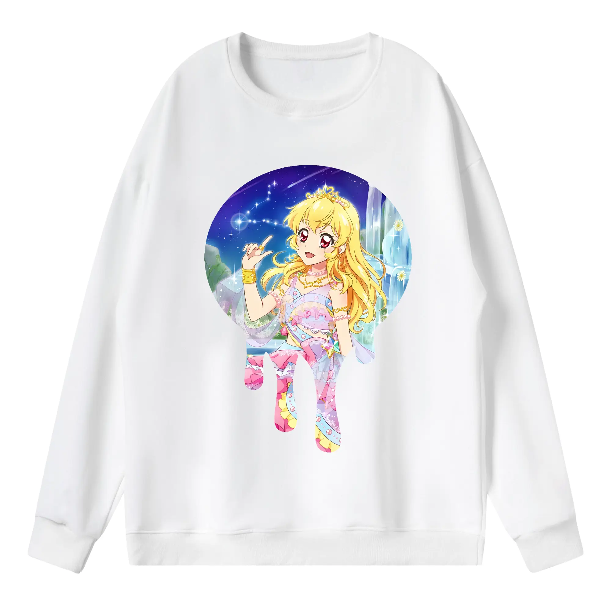 アイカツ グッズ 星宮 いちご - 薄手 クルーネック スウェット 裏毛260g · ポリエステル 春秋向け カジュアル 男女兼用 · トレーナー デイリー スポーツ 散歩に最適