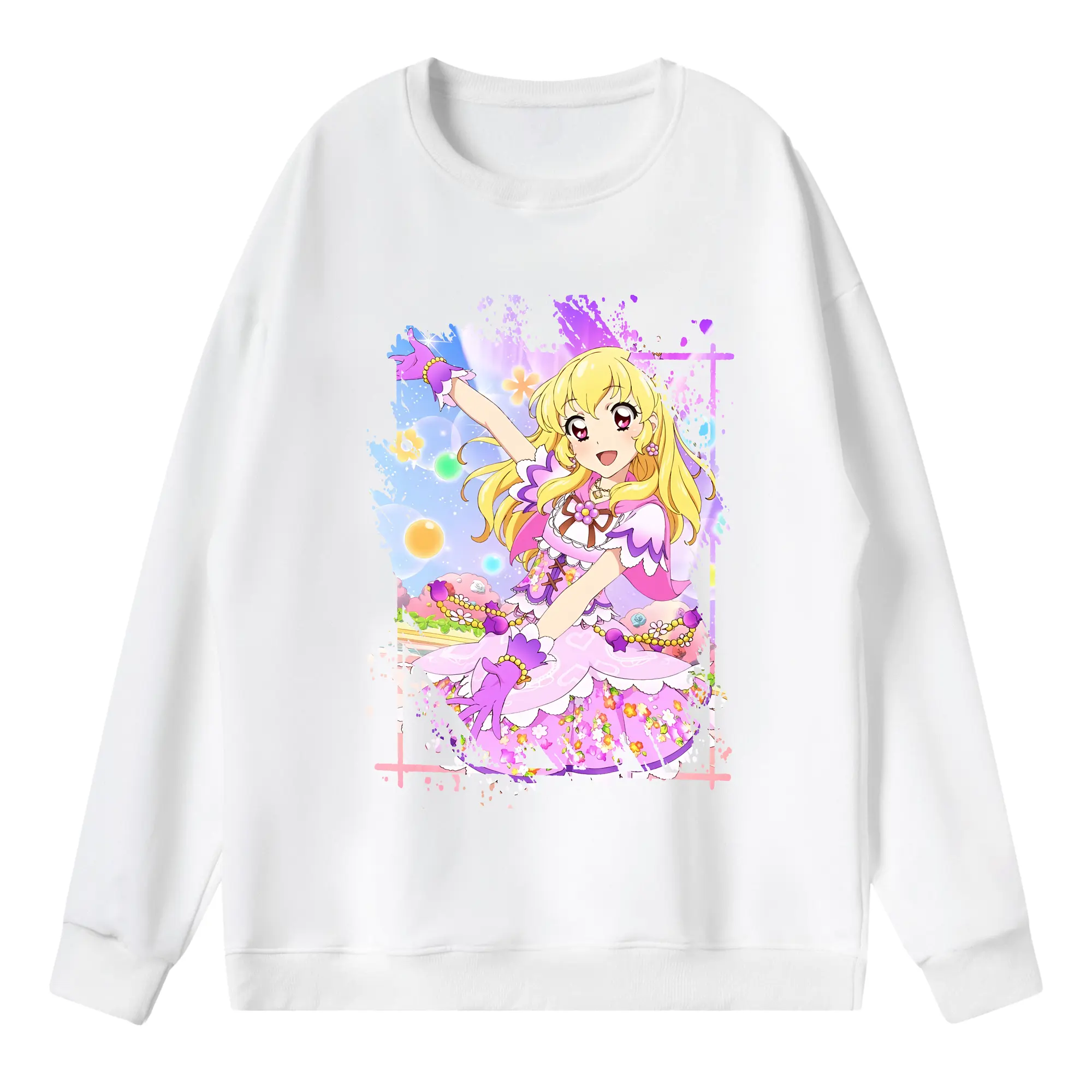 アイカツ グッズ 星宮 いちご - 薄手 クルーネック スウェット 裏毛260g · ポリエステル 春秋向け カジュアル 男女兼用 · トレーナー デイリー スポーツ 散歩に最適
