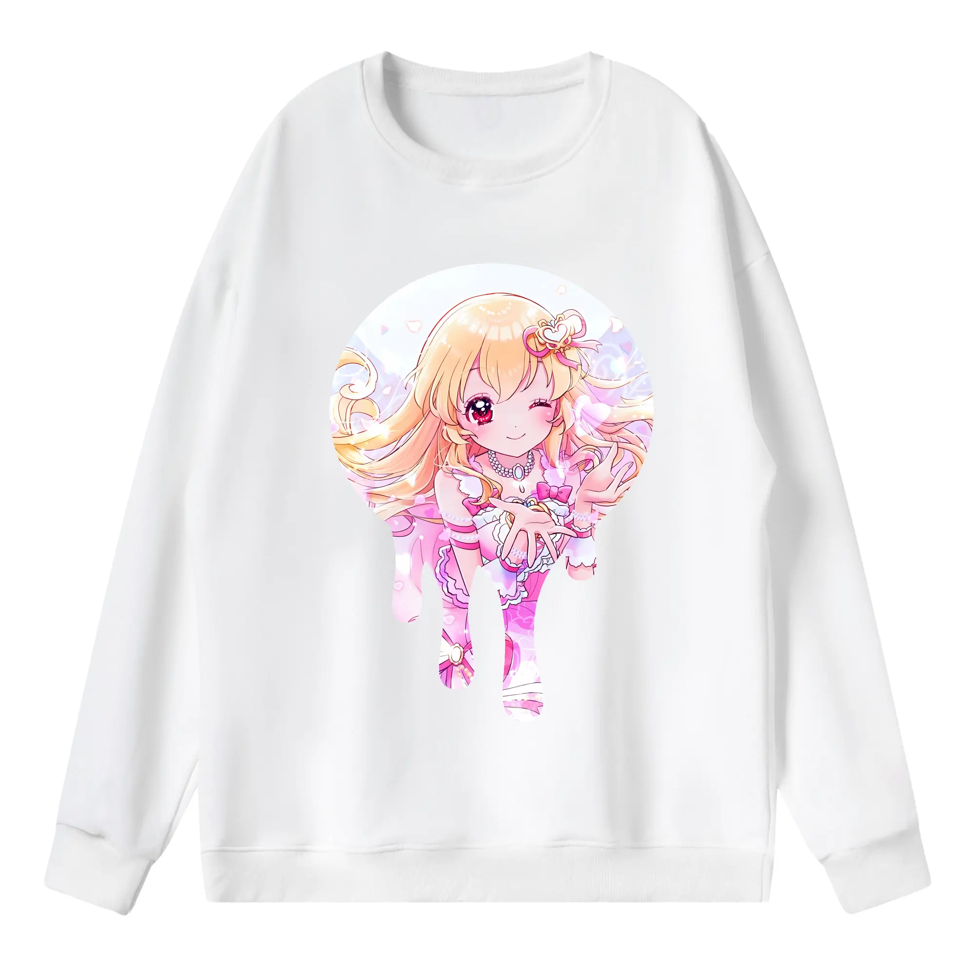 アイカツ グッズ 星宮 いちご - 薄手 クルーネック スウェット 裏毛260g · ポリエステル 春秋向け カジュアル 男女兼用 · トレーナー デイリー スポーツ 散歩に最適