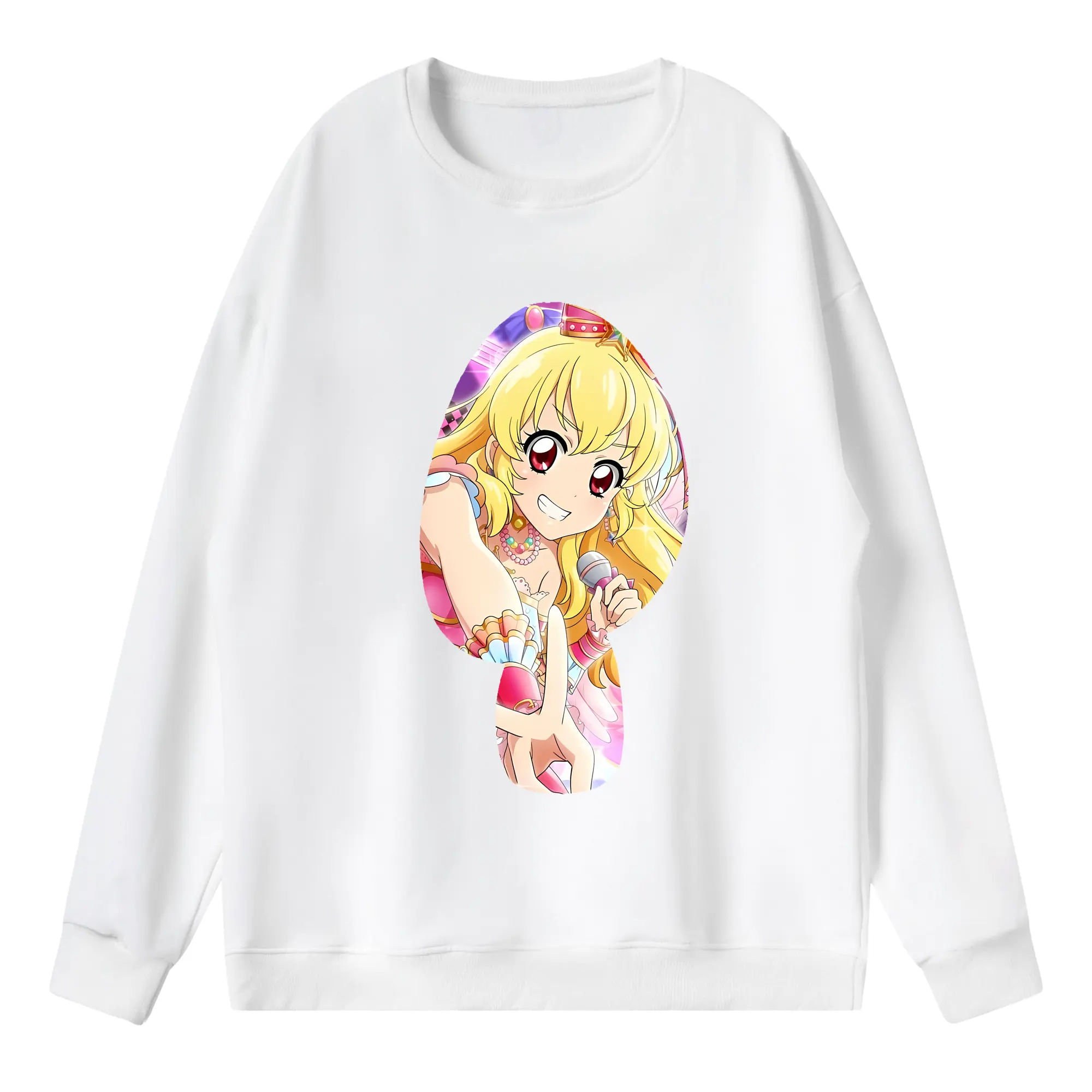 アイカツ グッズ 星宮 いちご - 薄手 クルーネック スウェット 裏毛260g · ポリエステル 春秋向け カジュアル 男女兼用 · トレーナー デイリー スポーツ 散歩に最適