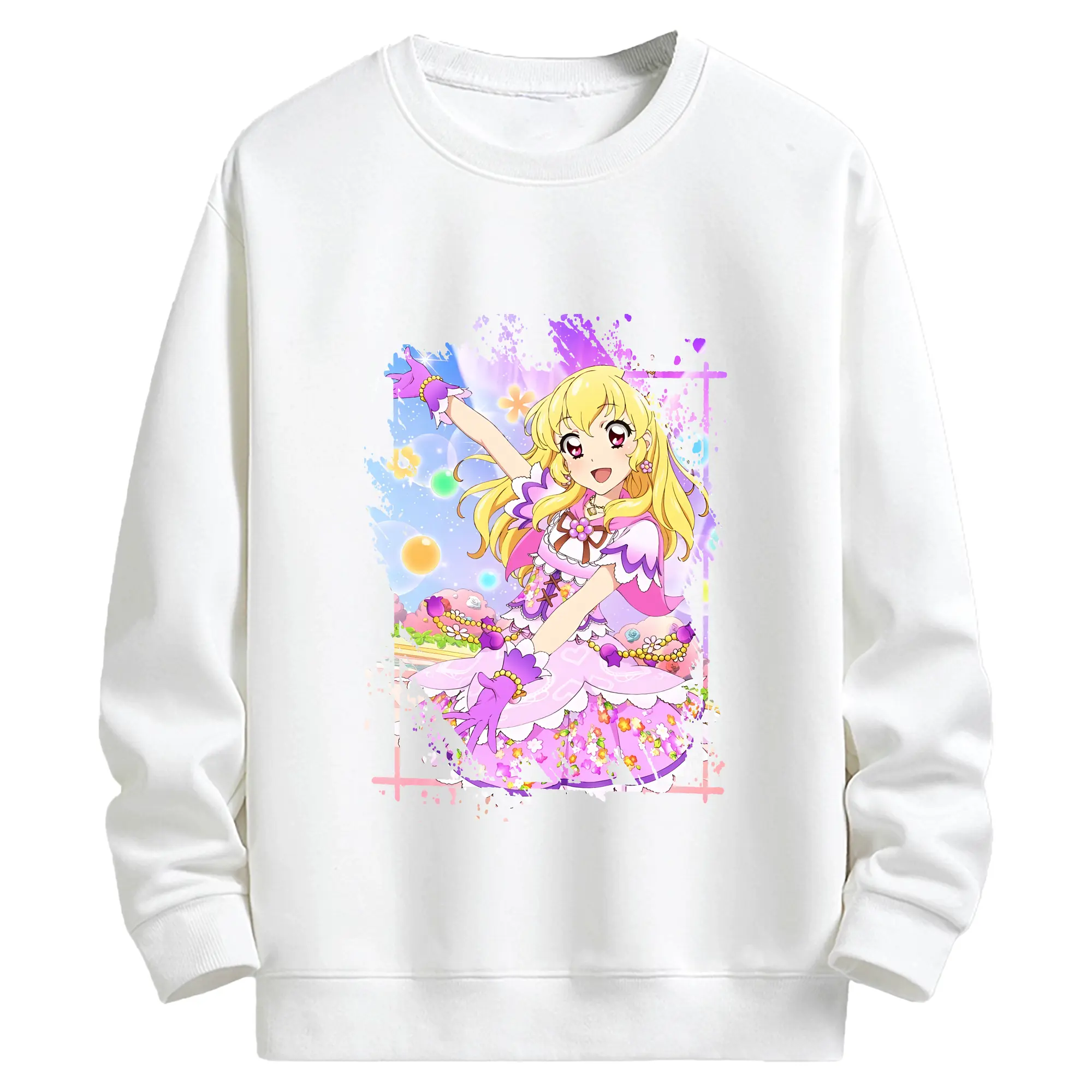 アイカツ グッズ 星宮 いちご - キッズ クルーネックスウェットシャツ ・ フロントプリント ・ 綿80％ ポリエステル20％ ・ 快適 通学 スポーツ 日常使い お散歩用
