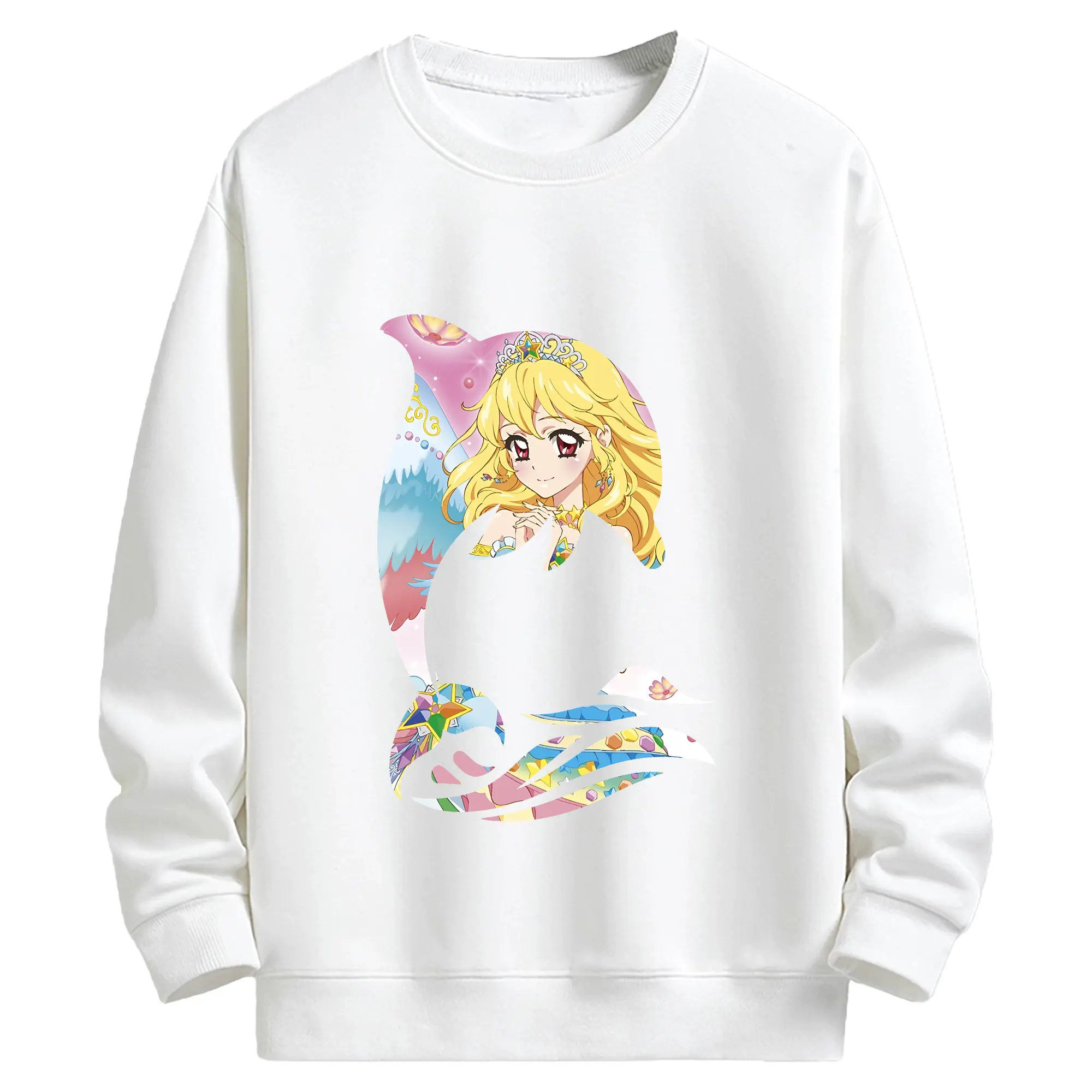 アイカツ グッズ 星宮 いちご - キッズ クルーネックスウェットシャツ ・ フロントプリント ・ 綿80％ ポリエステル20％ ・ 快適 通学 スポーツ 日常使い お散歩用