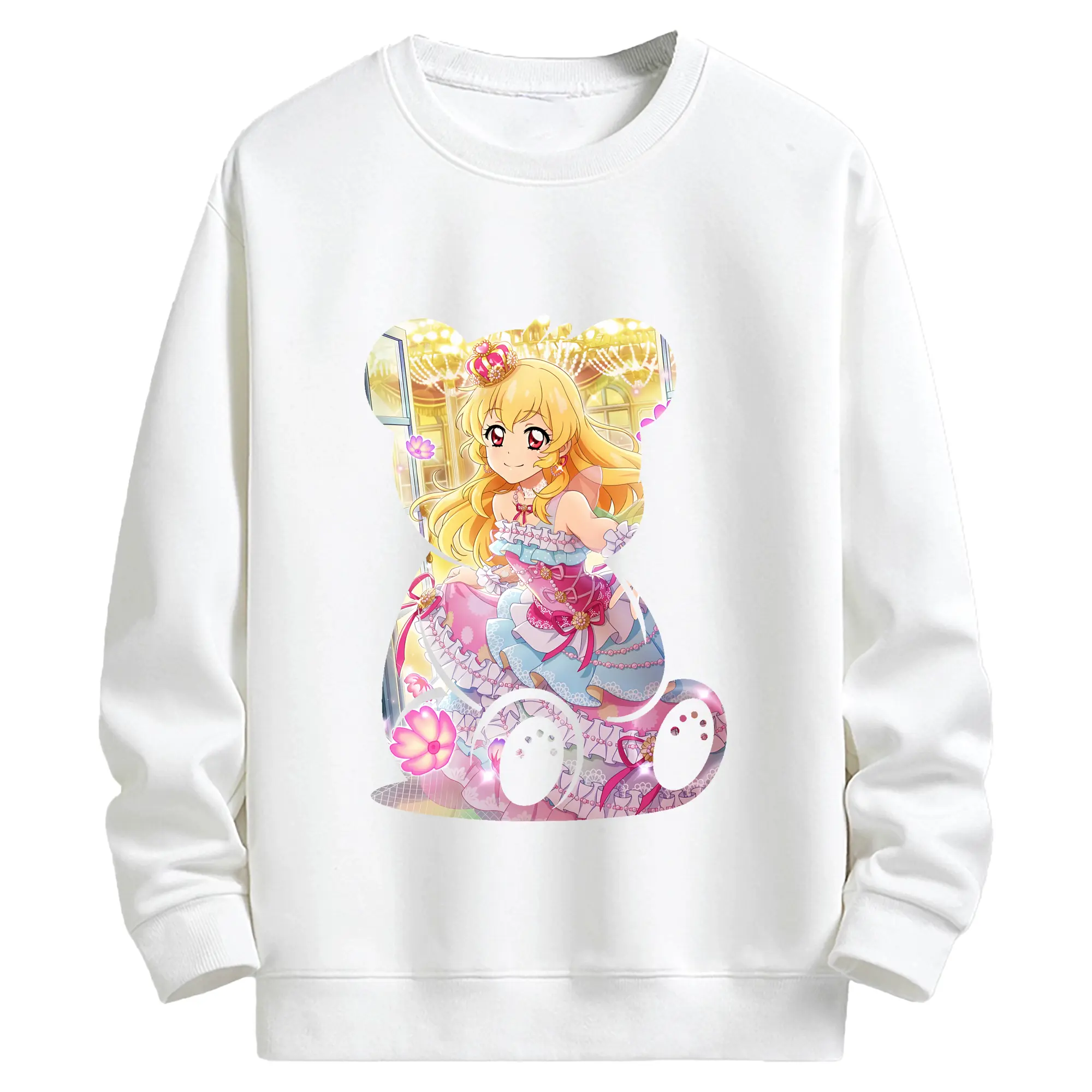 アイカツ グッズ 星宮 いちご - キッズ クルーネックスウェットシャツ ・ フロントプリント ・ 綿80％ ポリエステル20％ ・ 快適 通学 スポーツ 日常使い お散歩用