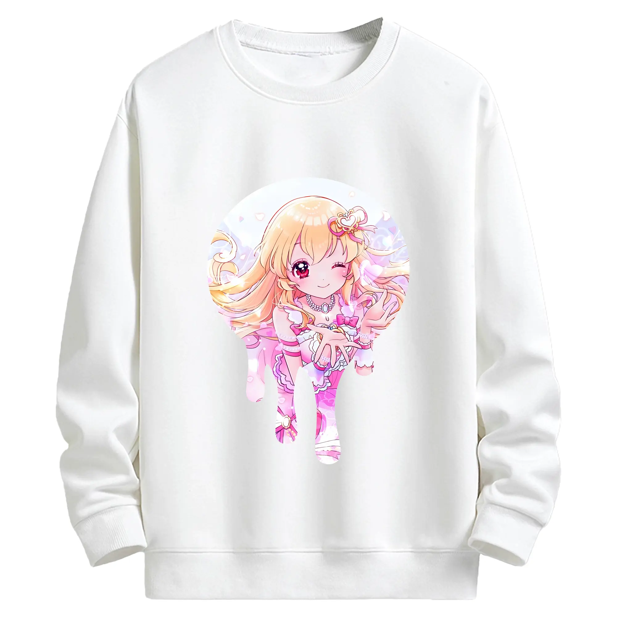 アイカツ グッズ 星宮 いちご - キッズ クルーネックスウェットシャツ ・ フロントプリント ・ 綿80％ ポリエステル20％ ・ 快適 通学 スポーツ 日常使い お散歩用