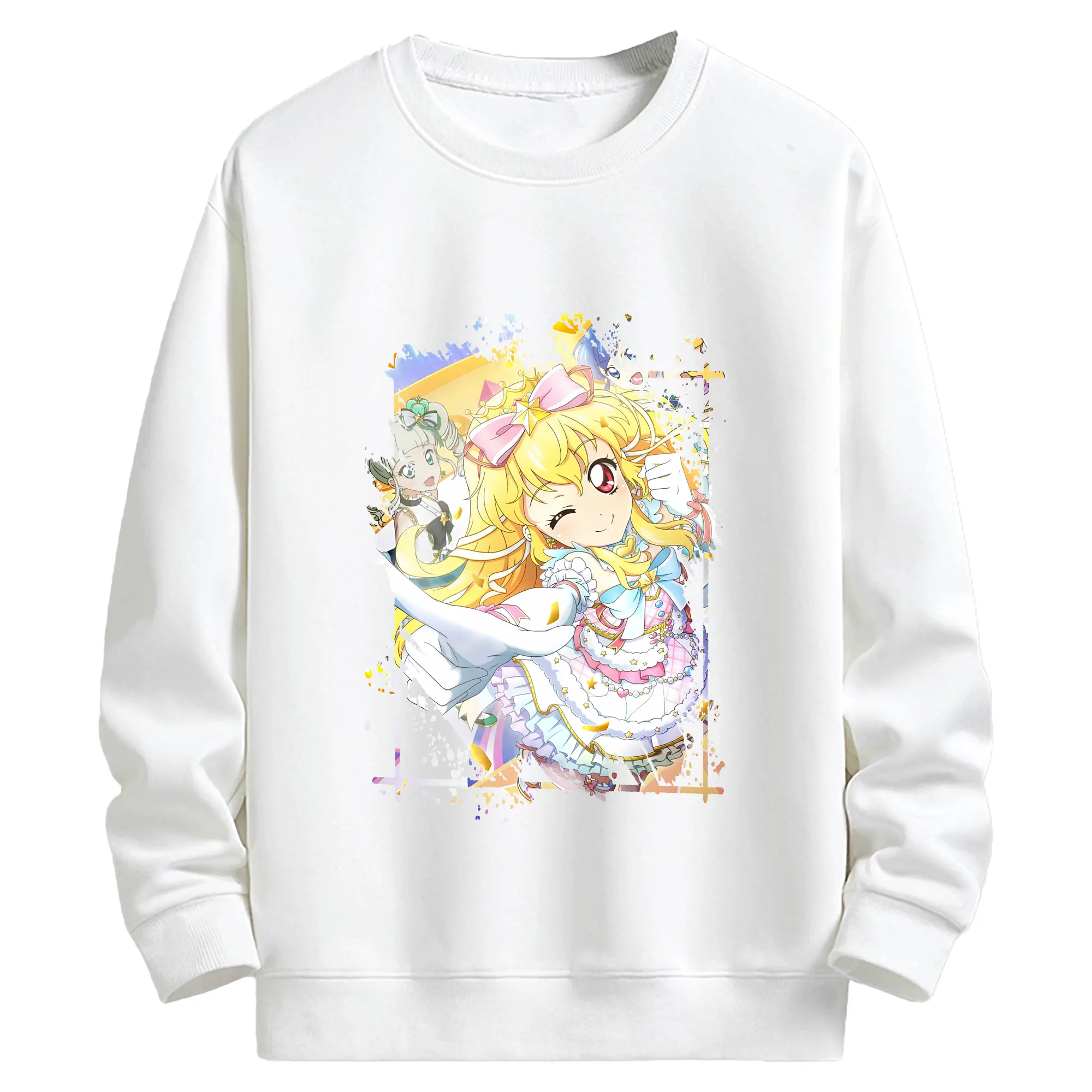 アイカツ グッズ 星宮 いちご - キッズ クルーネックスウェットシャツ ・ フロントプリント ・ 綿80％ ポリエステル20％ ・ 快適 通学 スポーツ 日常使い お散歩用