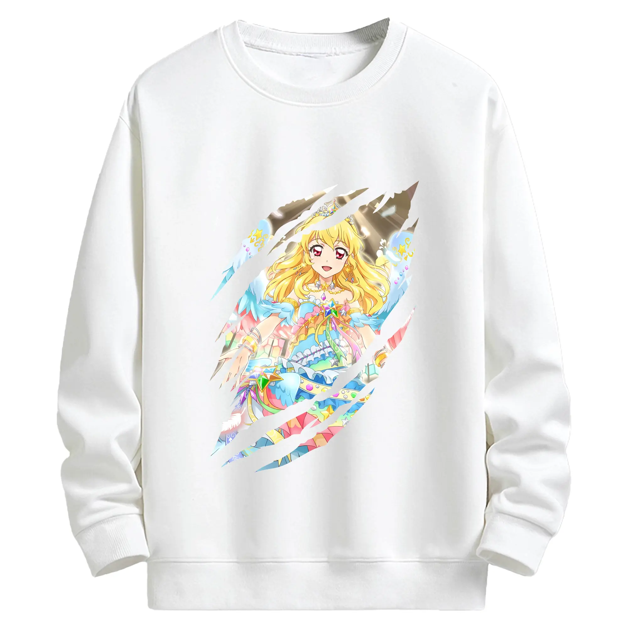 アイカツ グッズ 星宮 いちご - キッズ クルーネックスウェットシャツ ・ フロントプリント ・ 綿80％ ポリエステル20％ ・ 快適 通学 スポーツ 日常使い お散歩用