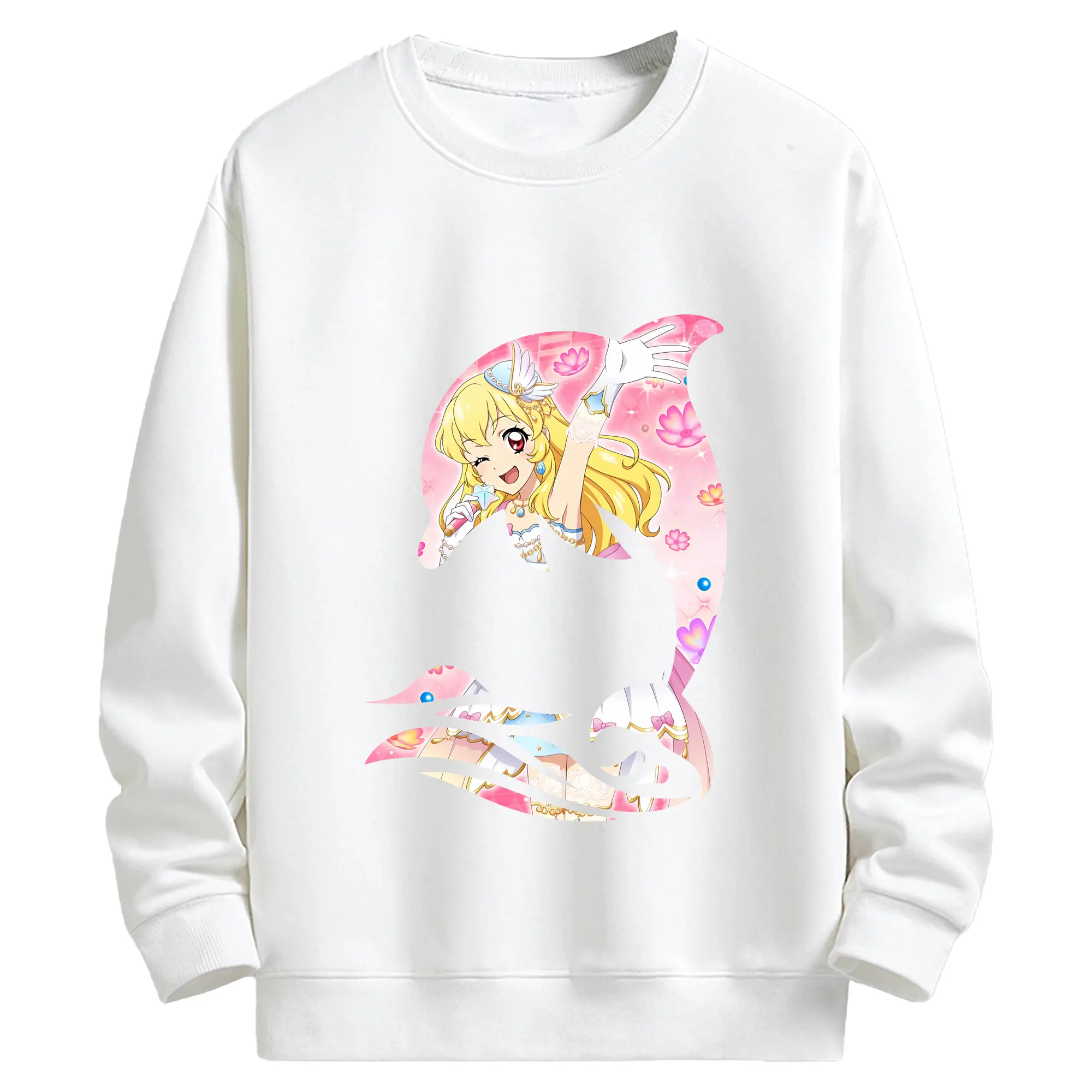 アイカツ グッズ 星宮 いちご - キッズ クルーネックスウェットシャツ ・ フロントプリント ・ 綿80％ ポリエステル20％ ・ 快適 通学 スポーツ 日常使い お散歩用