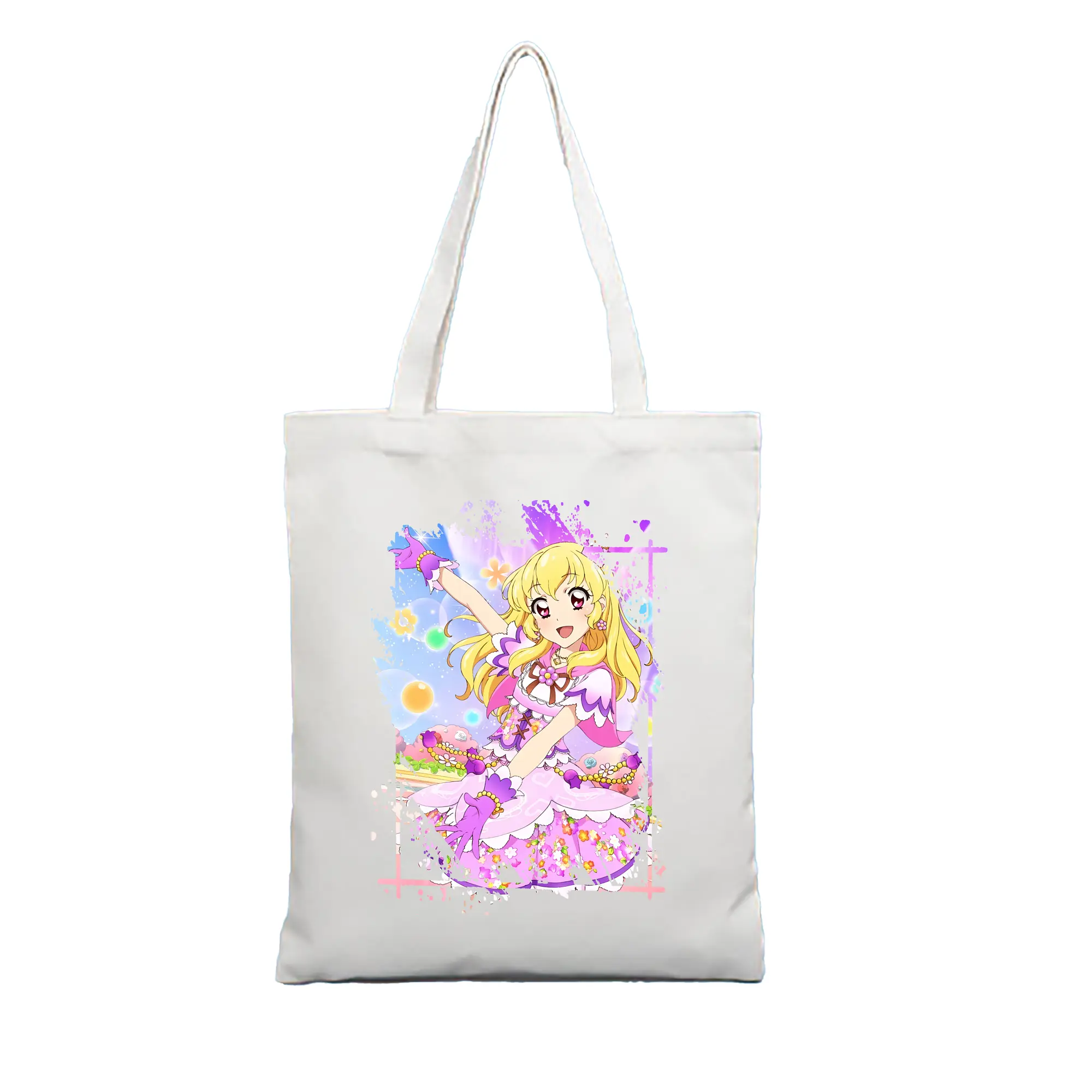 アイカツ グッズ 星宮 いちご - 縦型キャンバス手提げバッグ（トートバッグ） ・ キャンバス素材 ・ ショッピング用 ・ 軽量 丈夫 お手入れ簡単