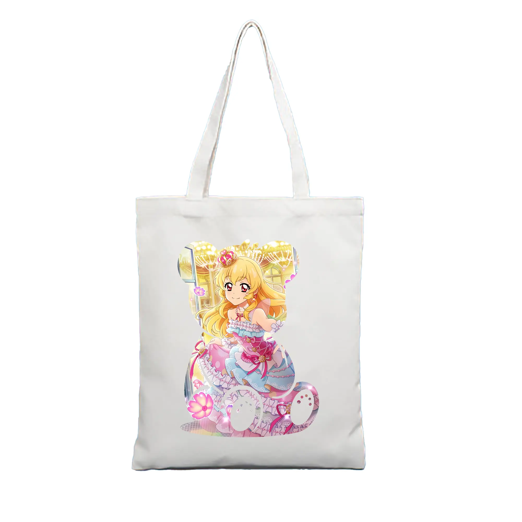 アイカツ グッズ 星宮 いちご - 縦型キャンバス手提げバッグ（トートバッグ） ・ キャンバス素材 ・ ショッピング用 ・ 軽量 丈夫 お手入れ簡単