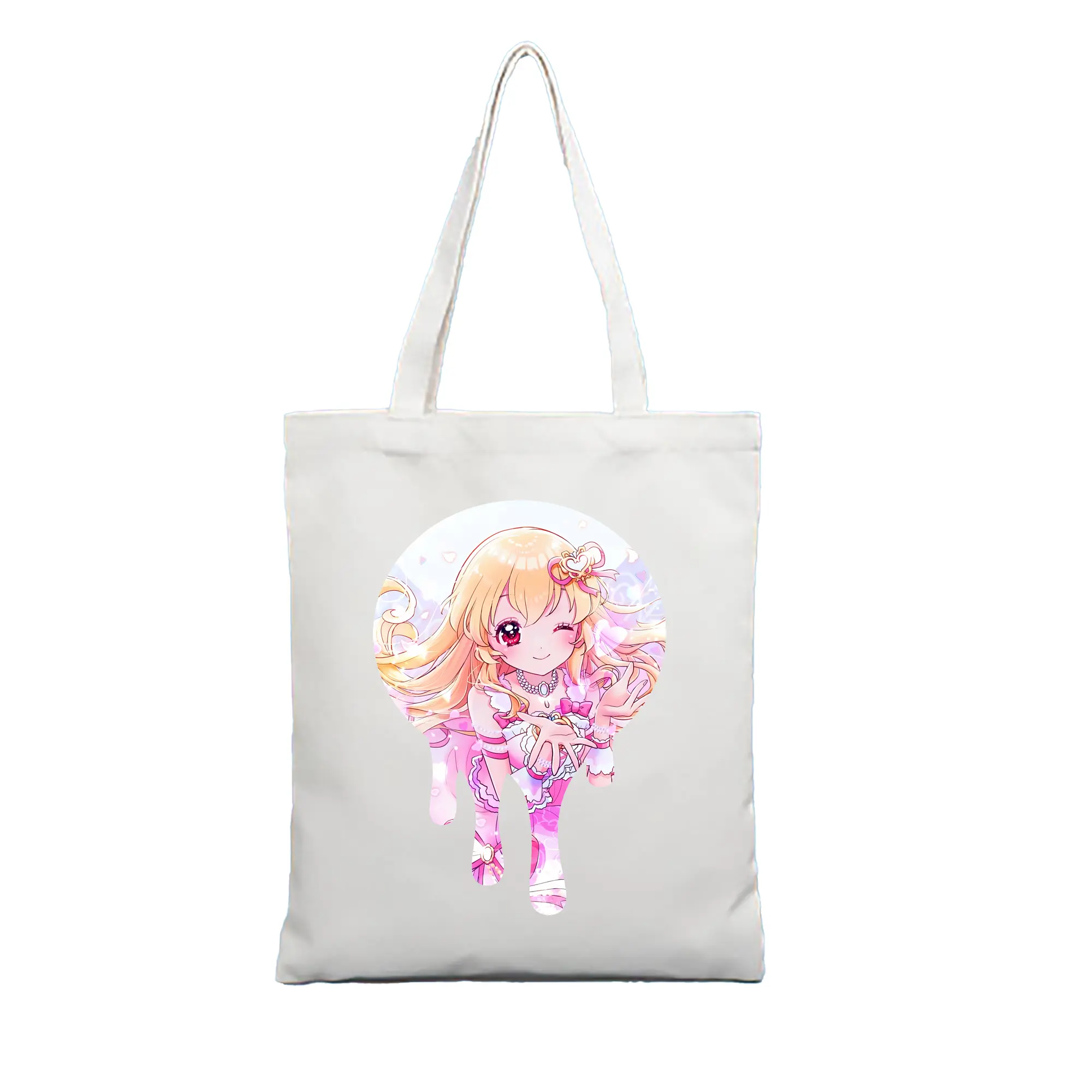 アイカツ グッズ 星宮 いちご - 縦型キャンバス手提げバッグ（トートバッグ） ・ キャンバス素材 ・ ショッピング用 ・ 軽量 丈夫 お手入れ簡単