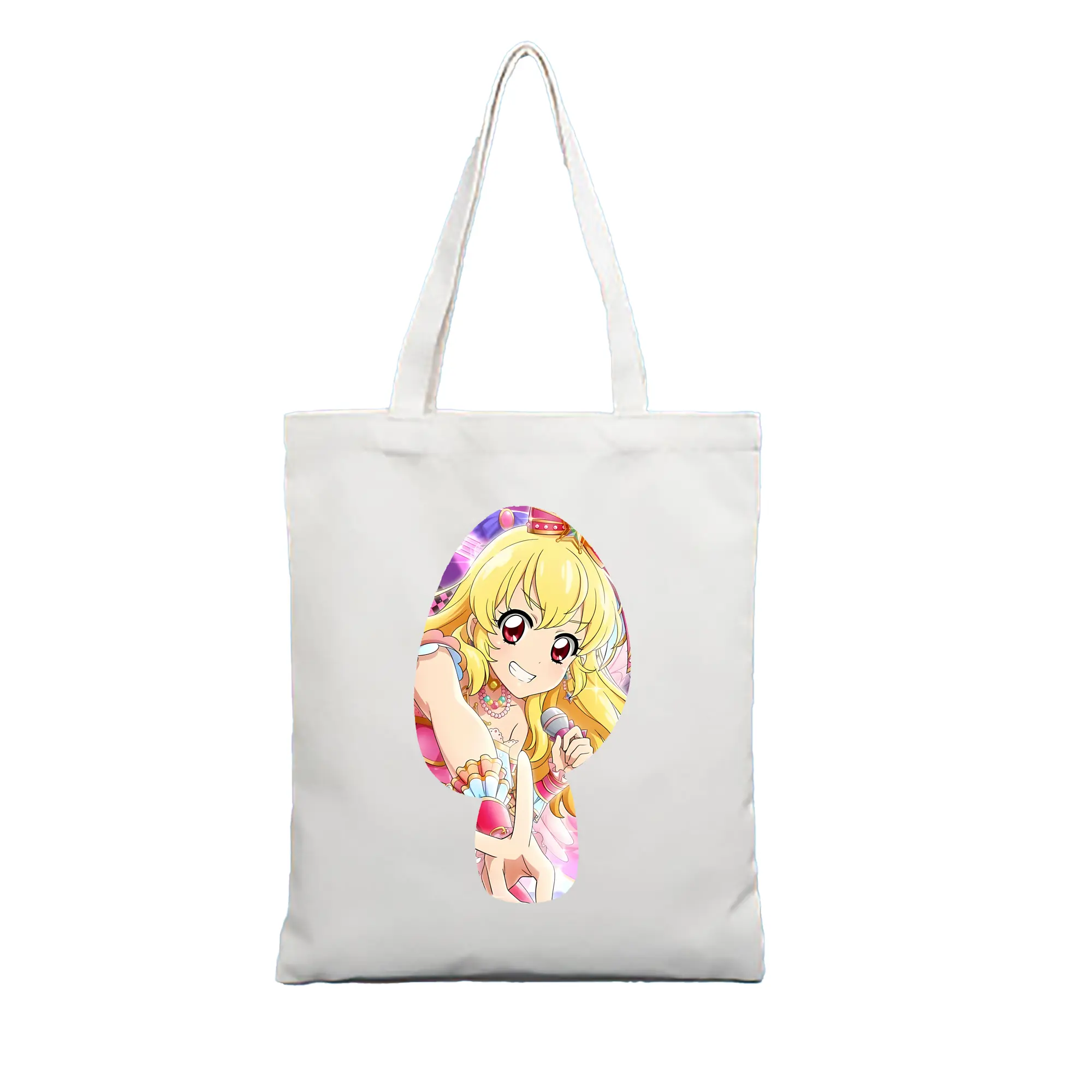 アイカツ グッズ 星宮 いちご - 縦型キャンバス手提げバッグ（トートバッグ） ・ キャンバス素材 ・ ショッピング用 ・ 軽量 丈夫 お手入れ簡単