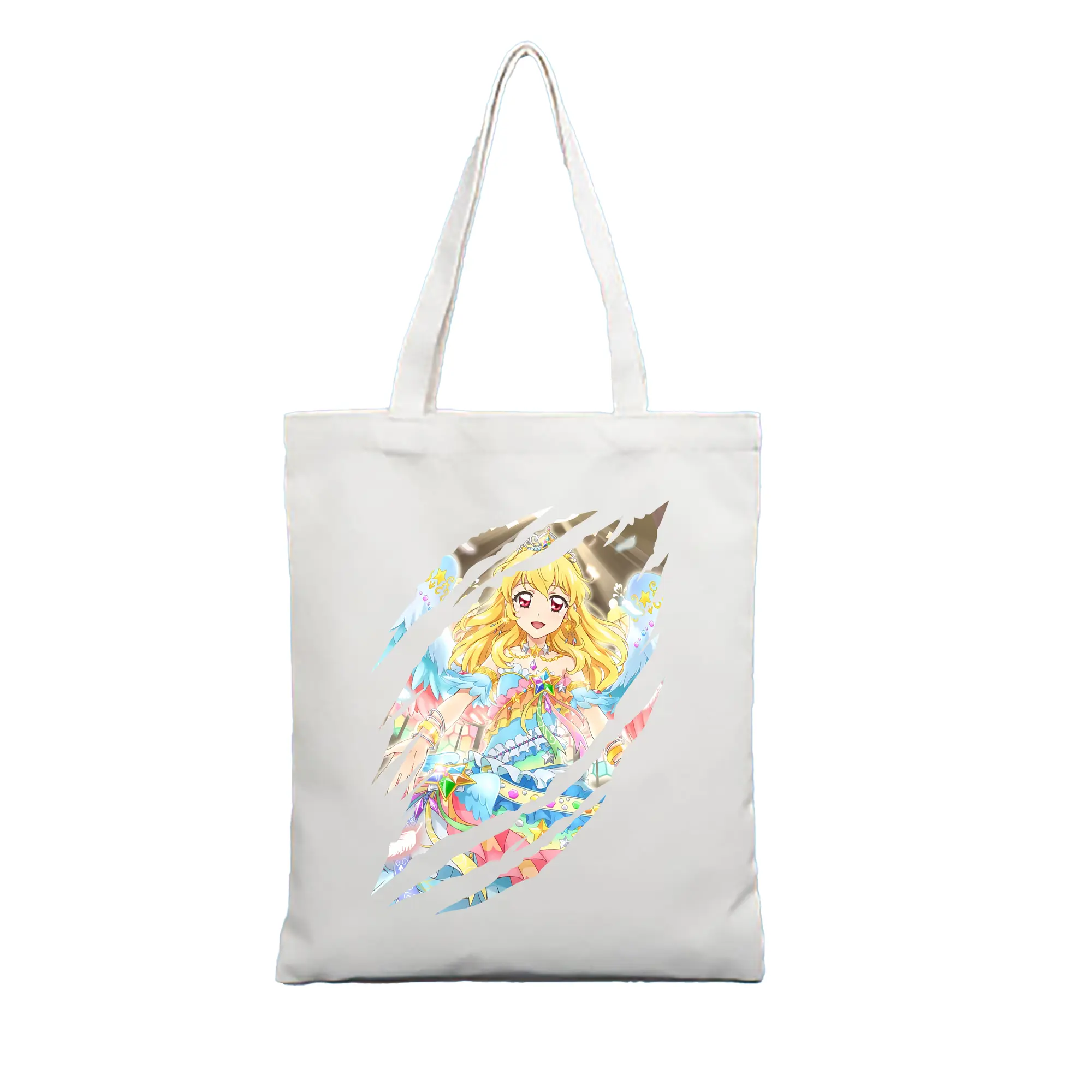 アイカツ グッズ 星宮 いちご - 縦型キャンバス手提げバッグ（トートバッグ） ・ キャンバス素材 ・ ショッピング用 ・ 軽量 丈夫 お手入れ簡単