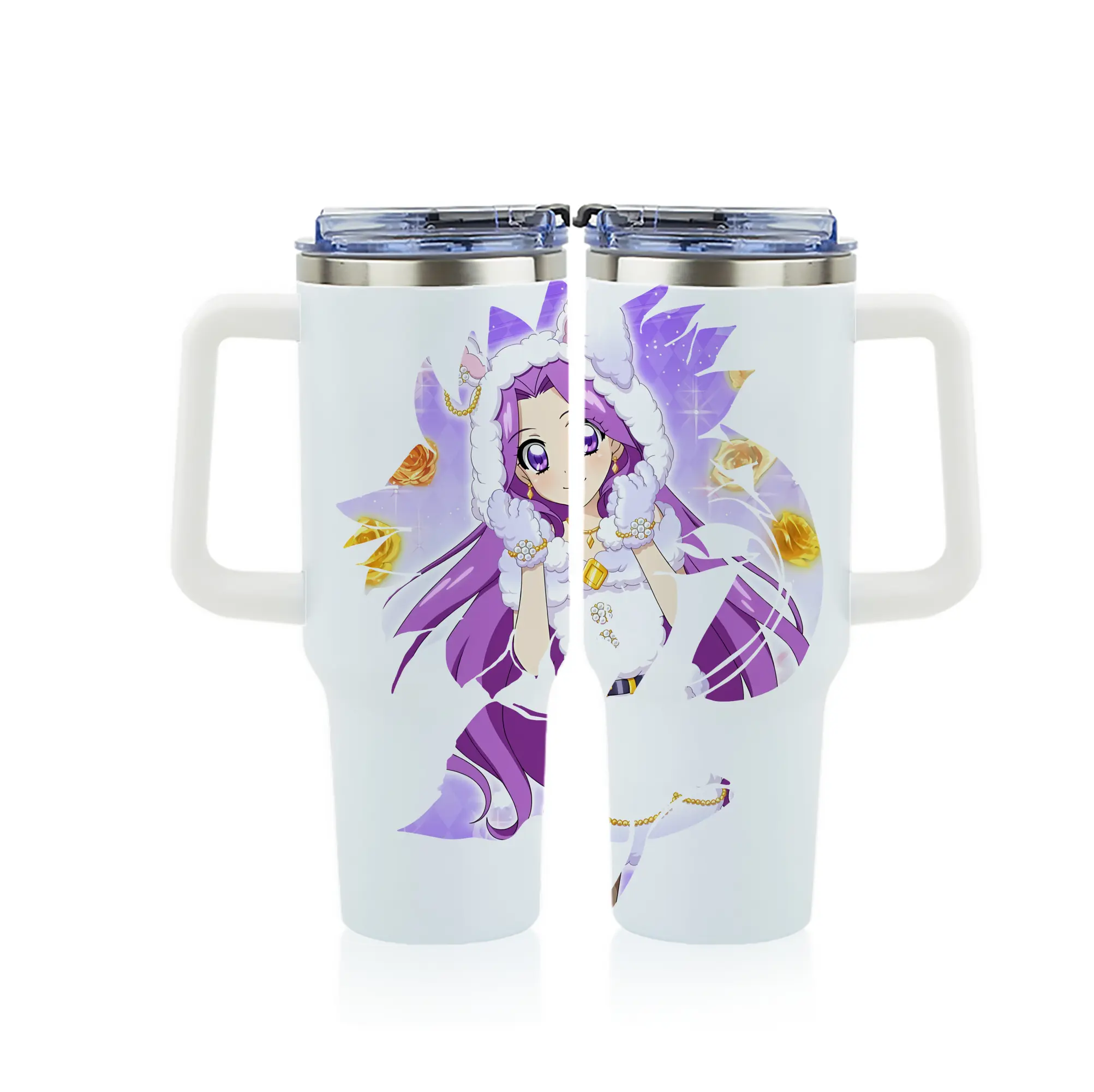 アイカツ グッズ 神崎 美月 - 1200mL フルプリント車用タンブラー ・ 304ステンレス 内側 ・ 201ステンレス 外側 ・ 保温 保冷 ・ 通勤 ドライブ アウトドア用