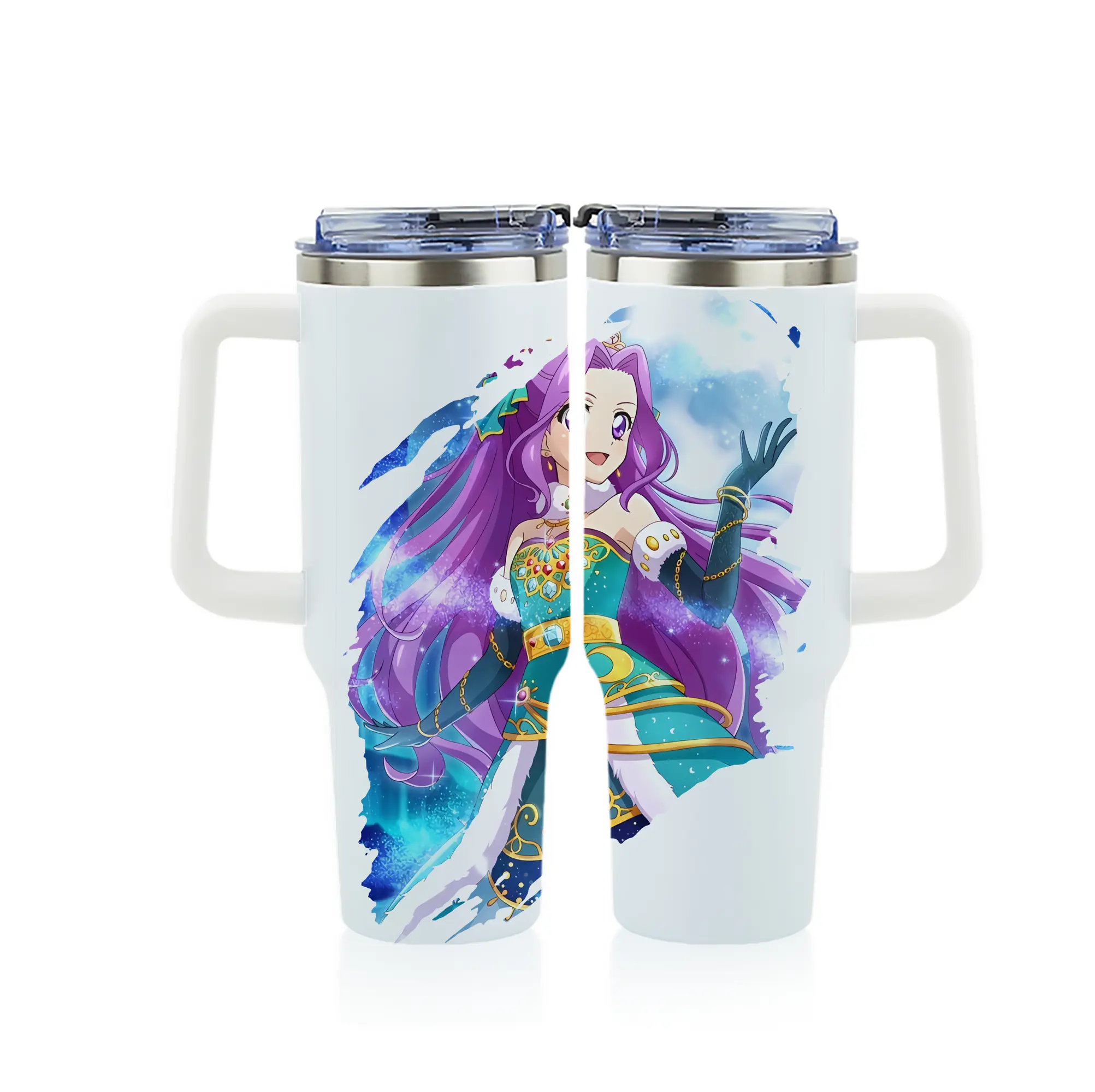 アイカツ グッズ 神崎 美月 - 1200mL フルプリント車用タンブラー ・ 304ステンレス 内側 ・ 201ステンレス 外側 ・ 保温 保冷 ・ 通勤 ドライブ アウトドア用