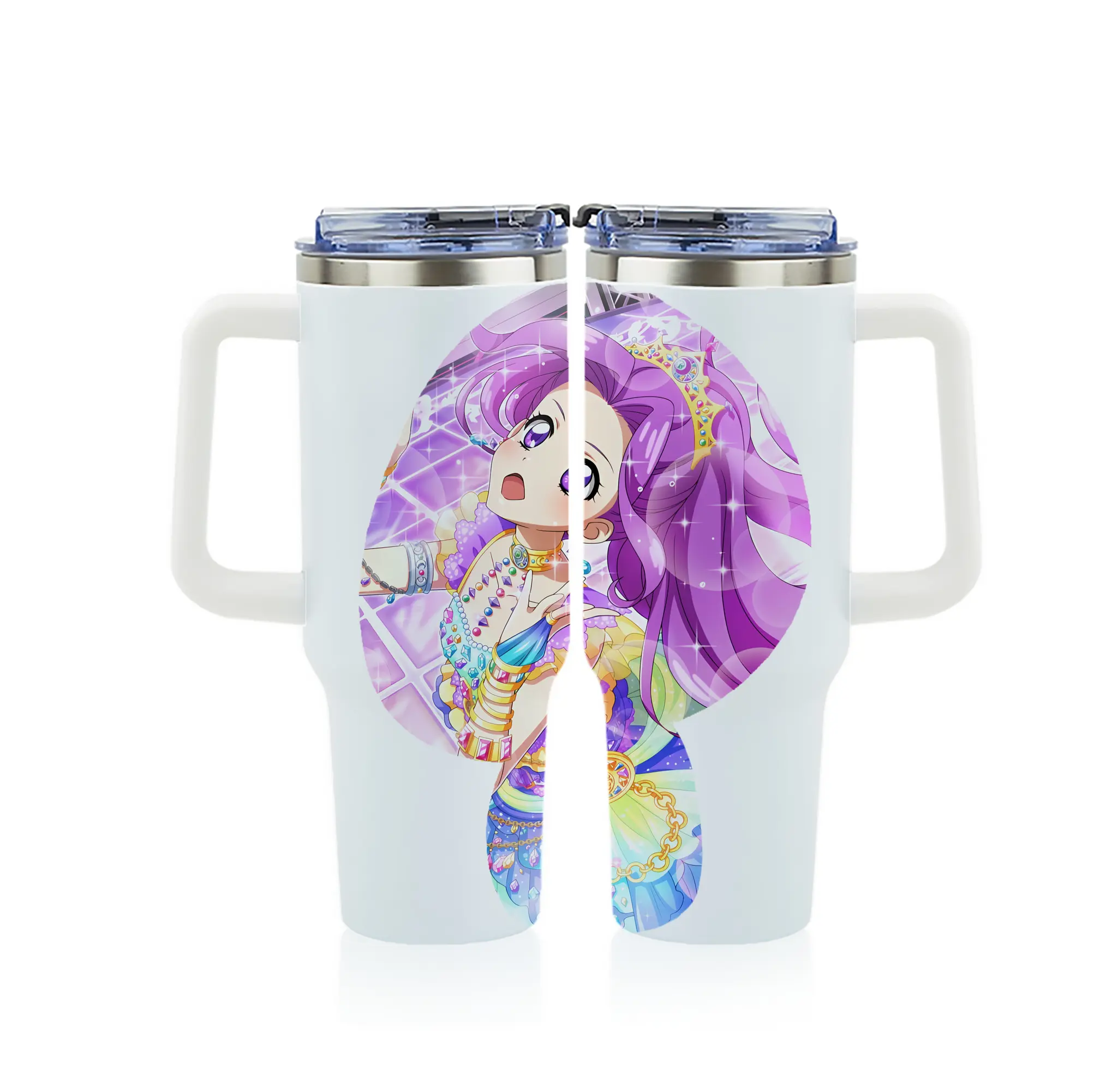 アイカツ グッズ 神崎 美月 - 1200mL フルプリント車用タンブラー ・ 304ステンレス 内側 ・ 201ステンレス 外側 ・ 保温 保冷 ・ 通勤 ドライブ アウトドア用