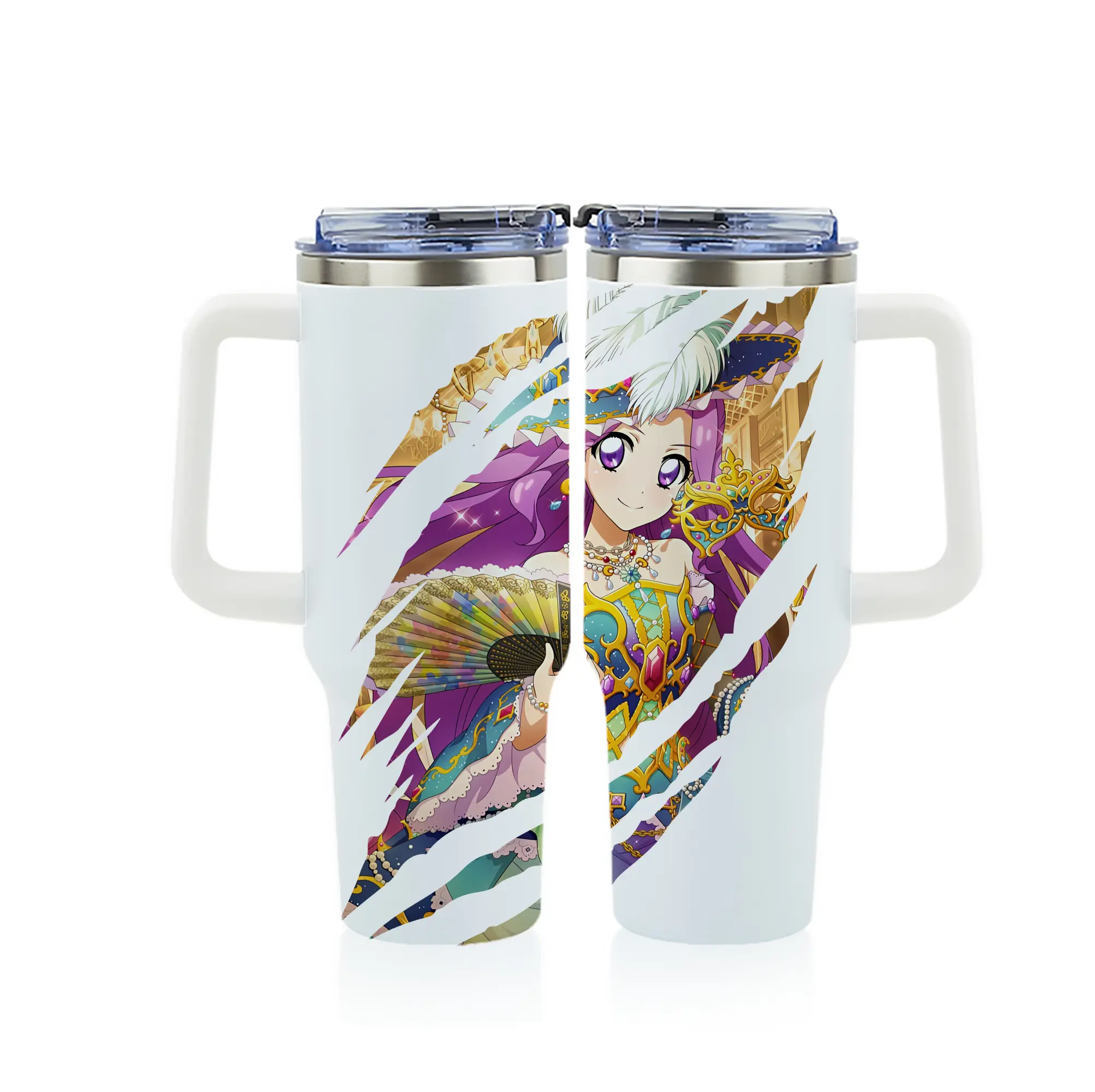 アイカツ グッズ 神崎 美月 - 1200mL フルプリント車用タンブラー ・ 304ステンレス 内側 ・ 201ステンレス 外側 ・ 保温 保冷 ・ 通勤 ドライブ アウトドア用