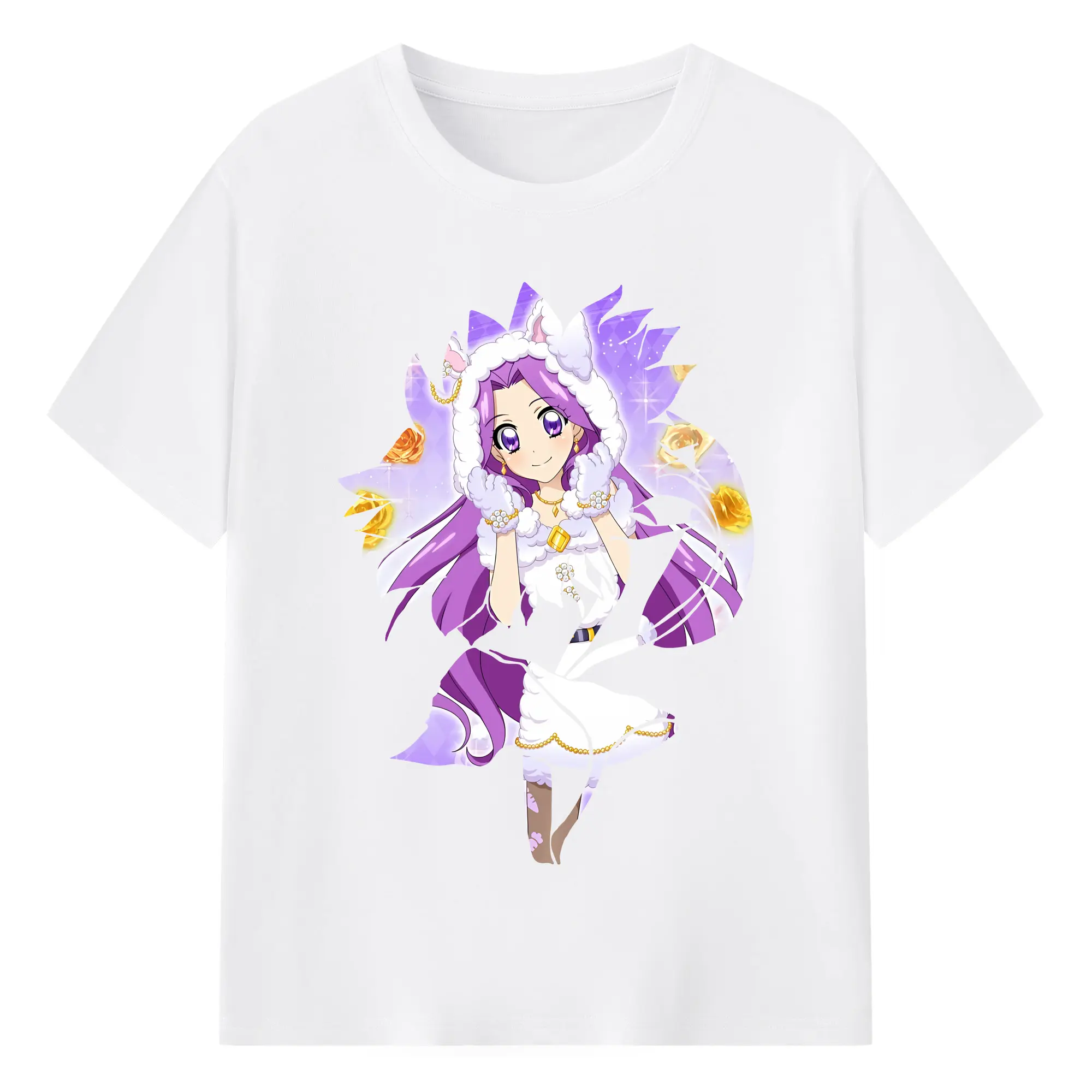 アイカツ グッズ 神崎 美月 - 綿100％ 半袖Tシャツ ・ フロントプリント ・ 快適 通気性 ・ 日常使い 散歩 スポーツ用