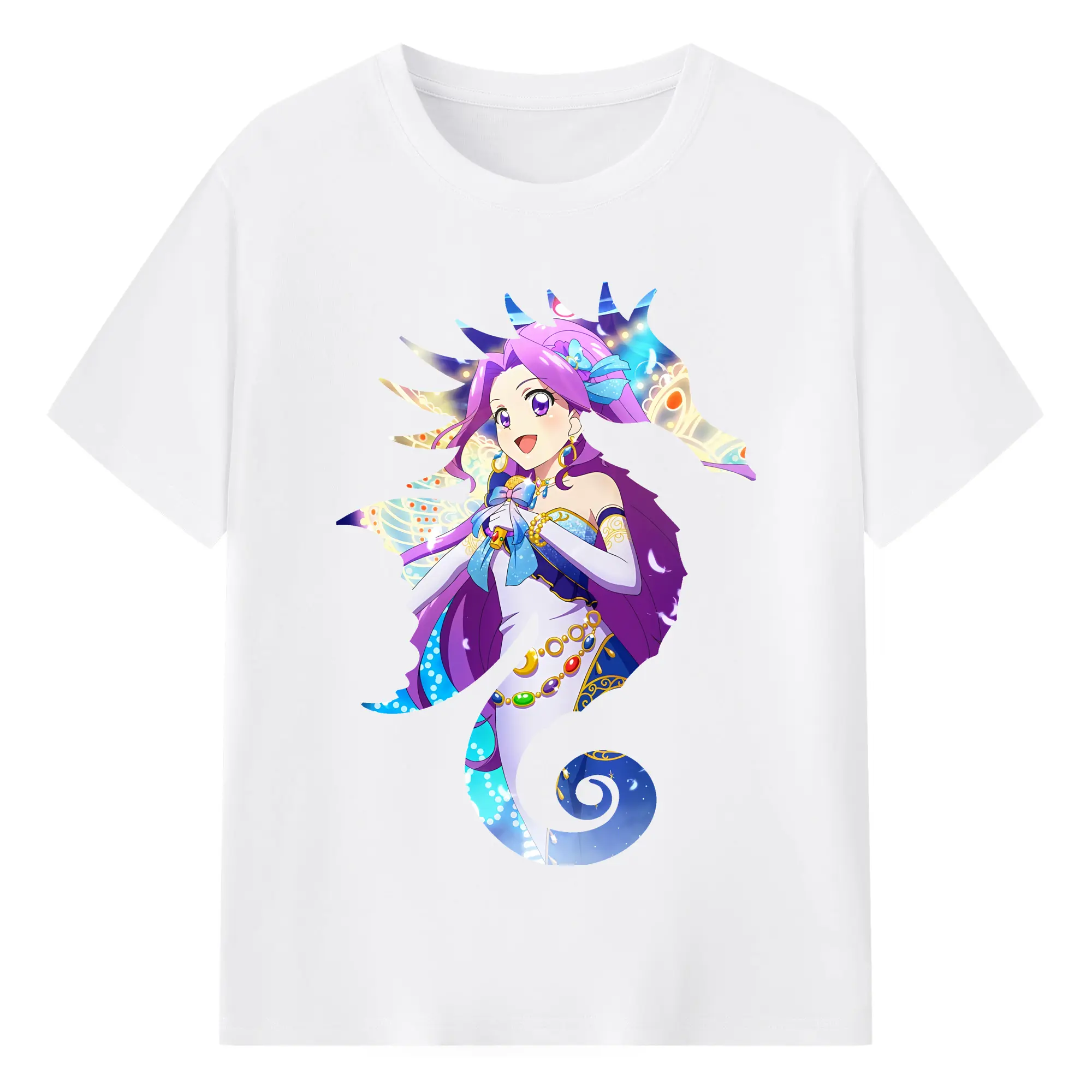 アイカツ グッズ 神崎 美月 - 綿100％ 半袖Tシャツ ・ フロントプリント ・ 快適 通気性 ・ 日常使い 散歩 スポーツ用