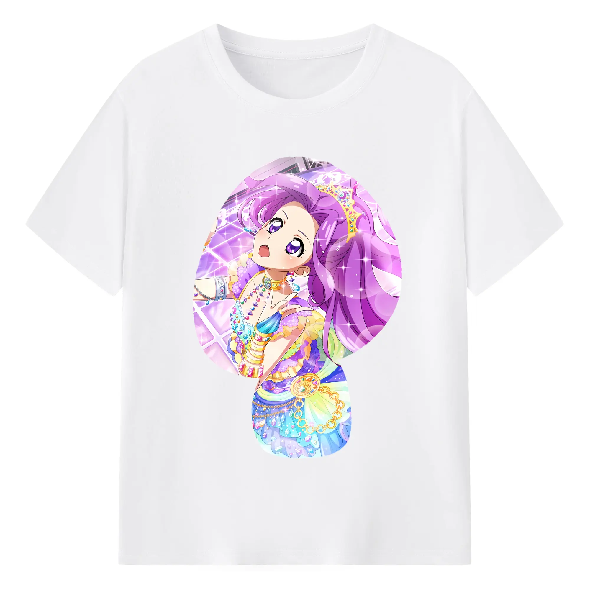 アイカツ グッズ 神崎 美月 - 綿100％ 半袖Tシャツ ・ フロントプリント ・ 快適 通気性 ・ 日常使い 散歩 スポーツ用
