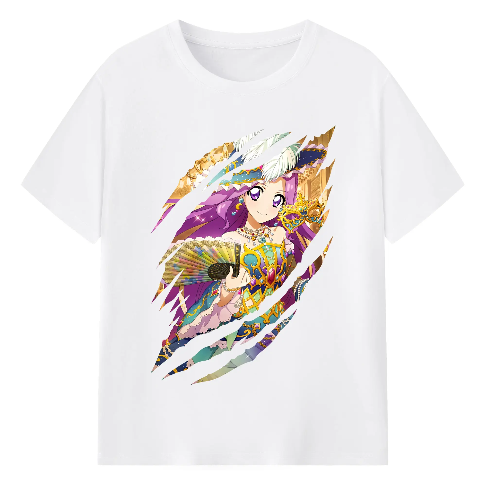 アイカツ グッズ 神崎 美月 - 綿100％ 半袖Tシャツ ・ フロントプリント ・ 快適 通気性 ・ 日常使い 散歩 スポーツ用