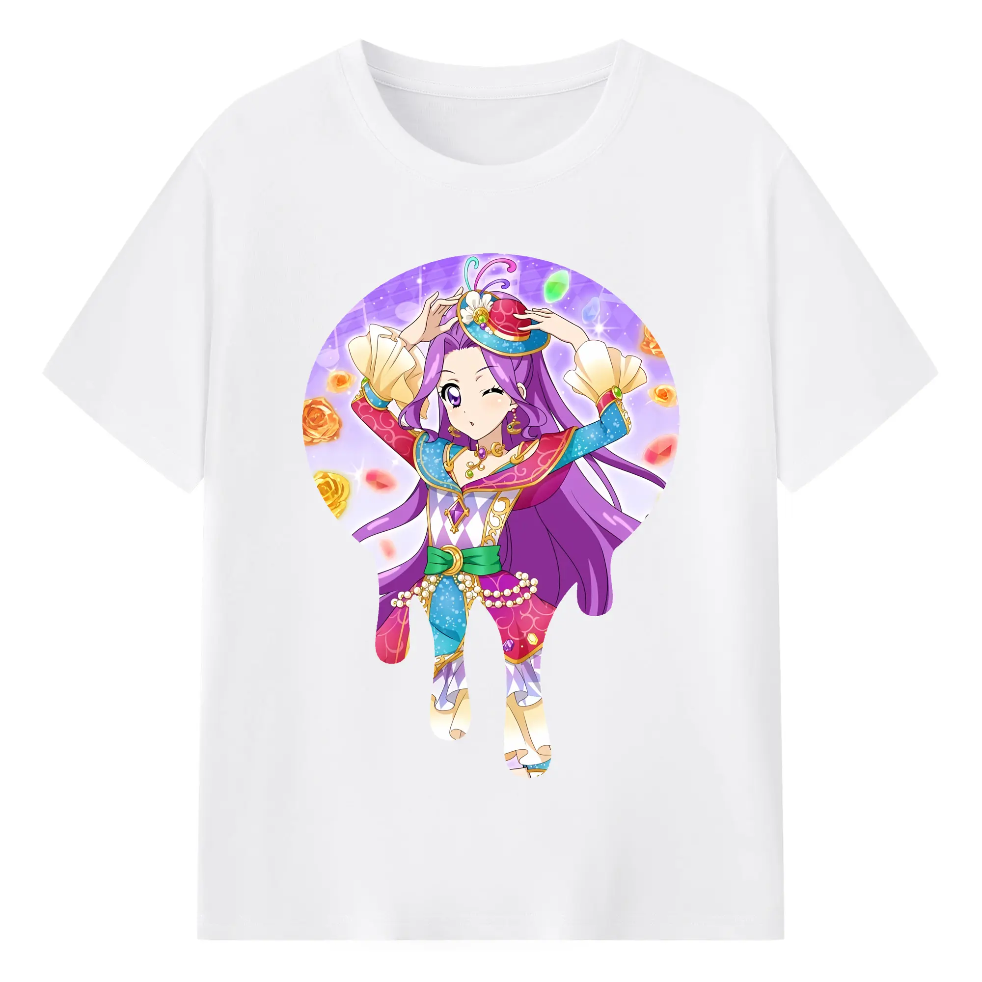 アイカツ グッズ 神崎 美月 - 綿100％ 半袖Tシャツ ・ フロントプリント ・ 快適 通気性 ・ 日常使い 散歩 スポーツ用