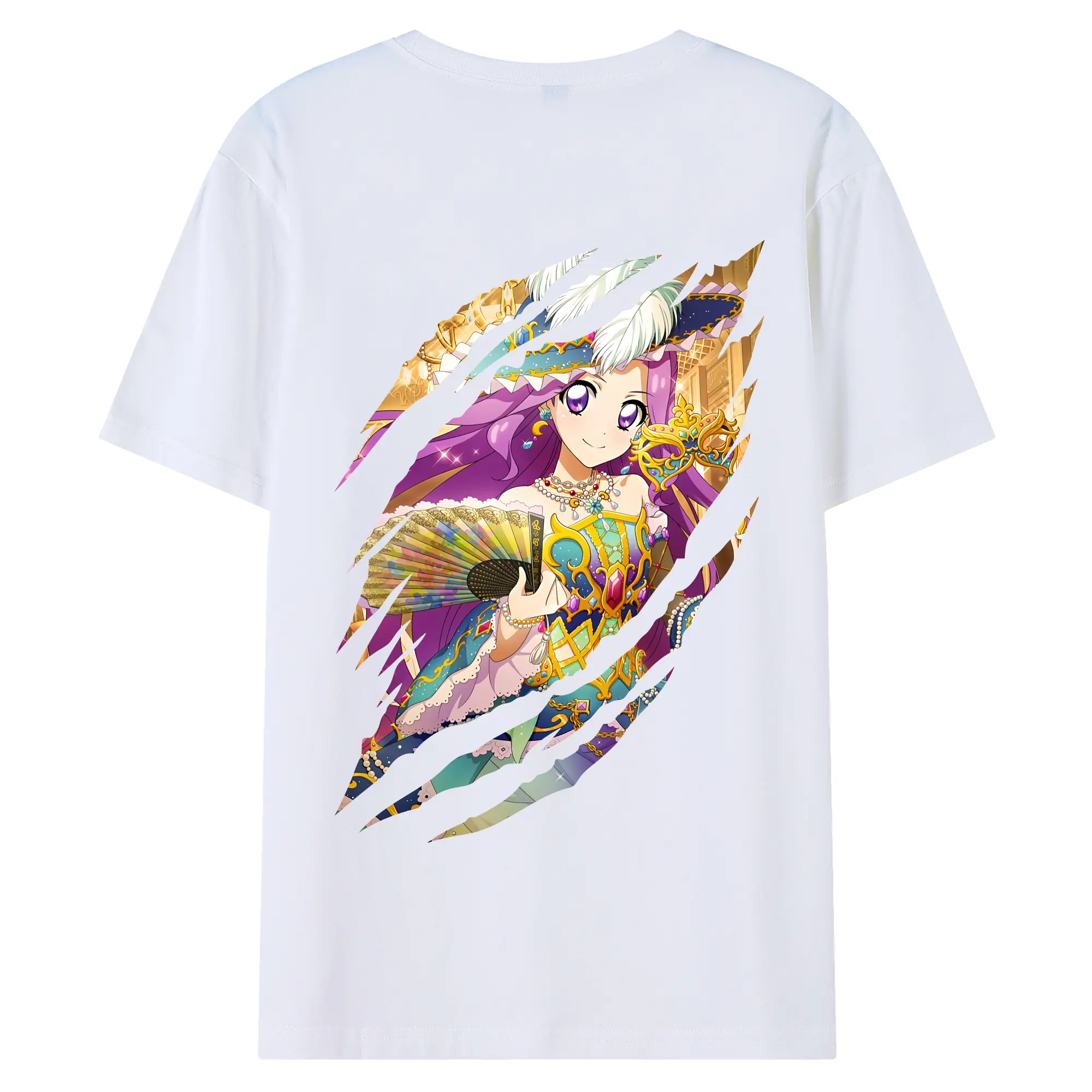 アイカツ グッズ 神崎 美月 - 綿100％ 半袖Tシャツ ・ バックプリント ・ 快適 通気性 ・ 日常使い 散歩 スポーツ用