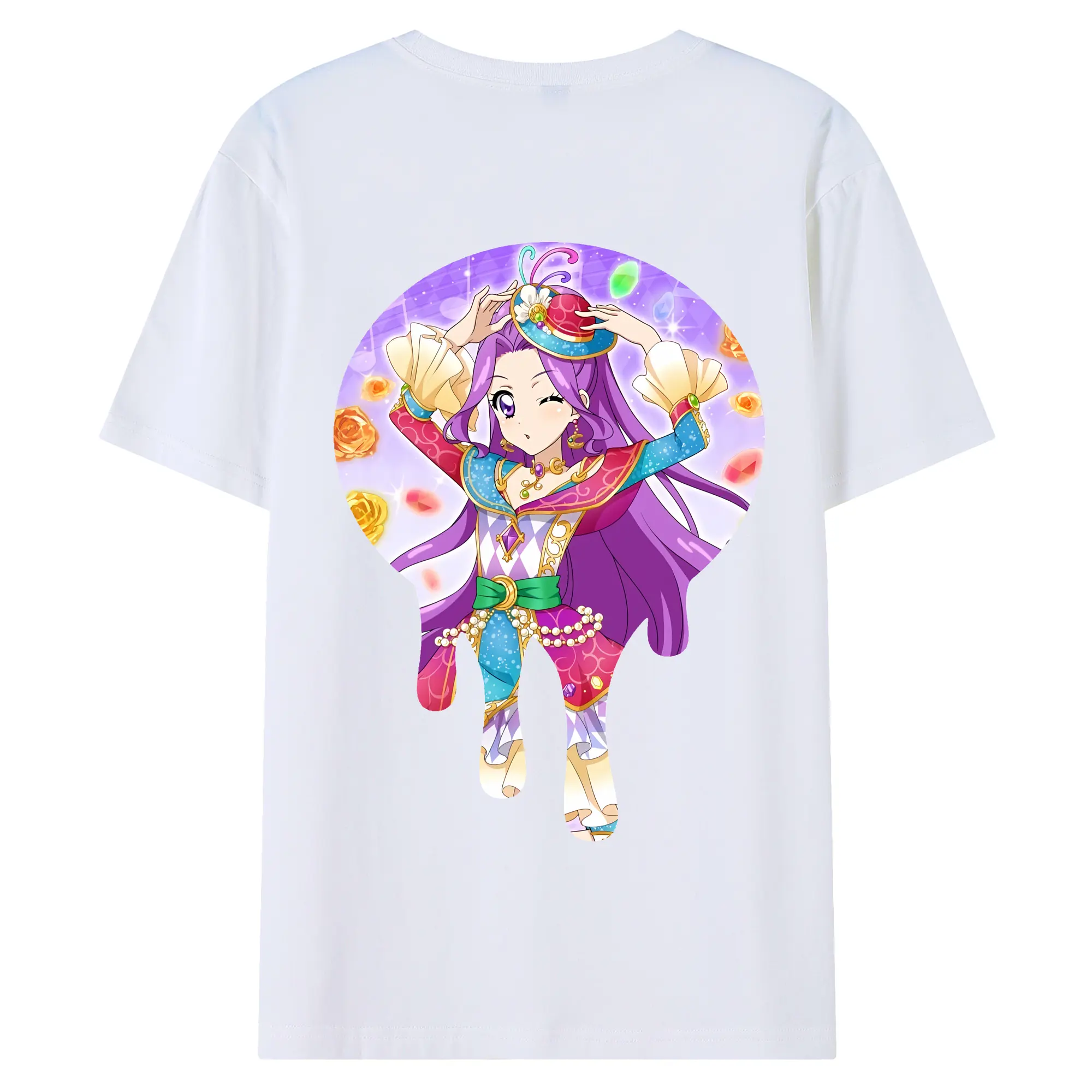 アイカツ グッズ 神崎 美月 - 綿100％ 半袖Tシャツ ・ バックプリント ・ 快適 通気性 ・ 日常使い 散歩 スポーツ用