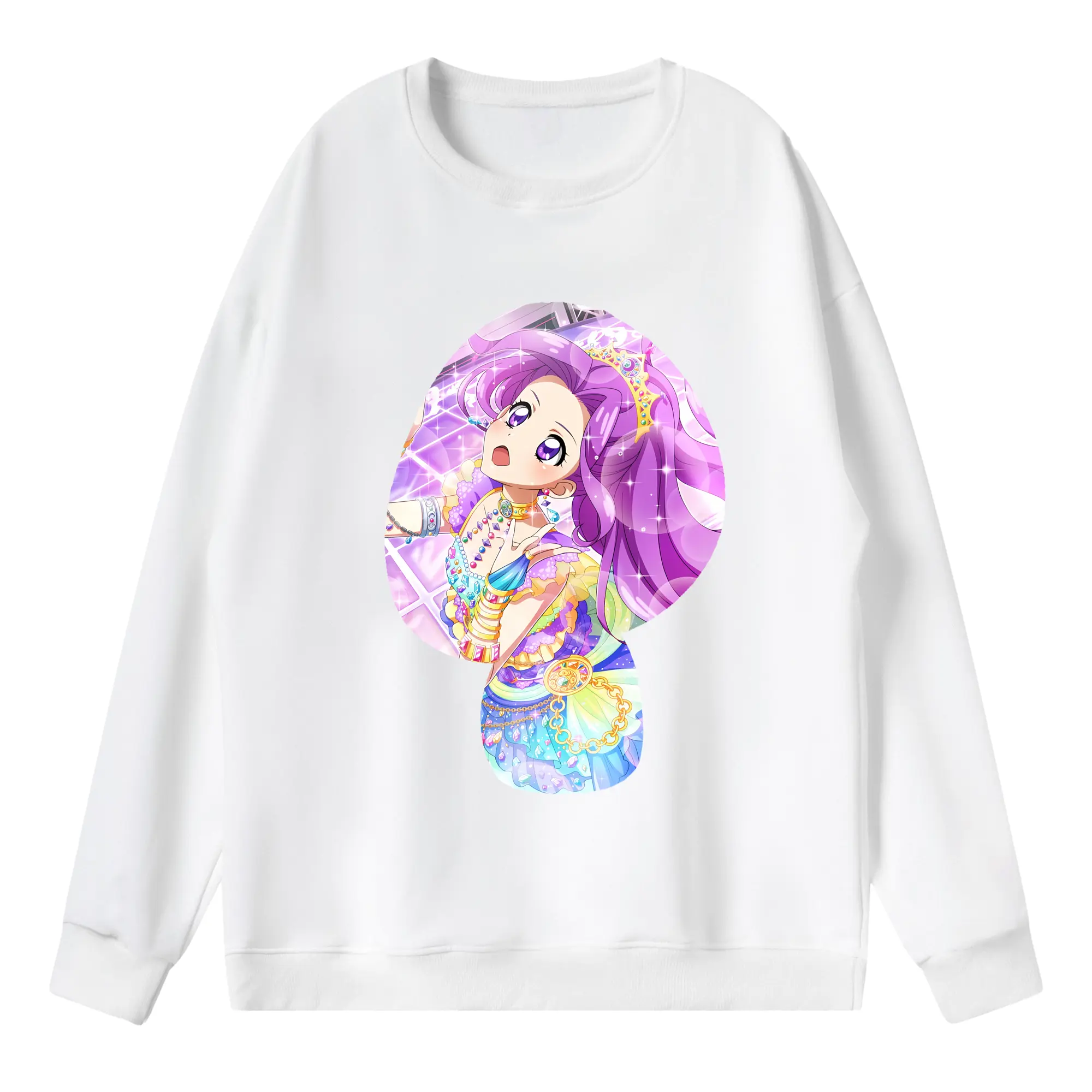 アイカツ グッズ 神崎 美月 - 薄手 クルーネック スウェット 裏毛260g · ポリエステル 春秋向け カジュアル 男女兼用 · トレーナー デイリー スポーツ 散歩に最適