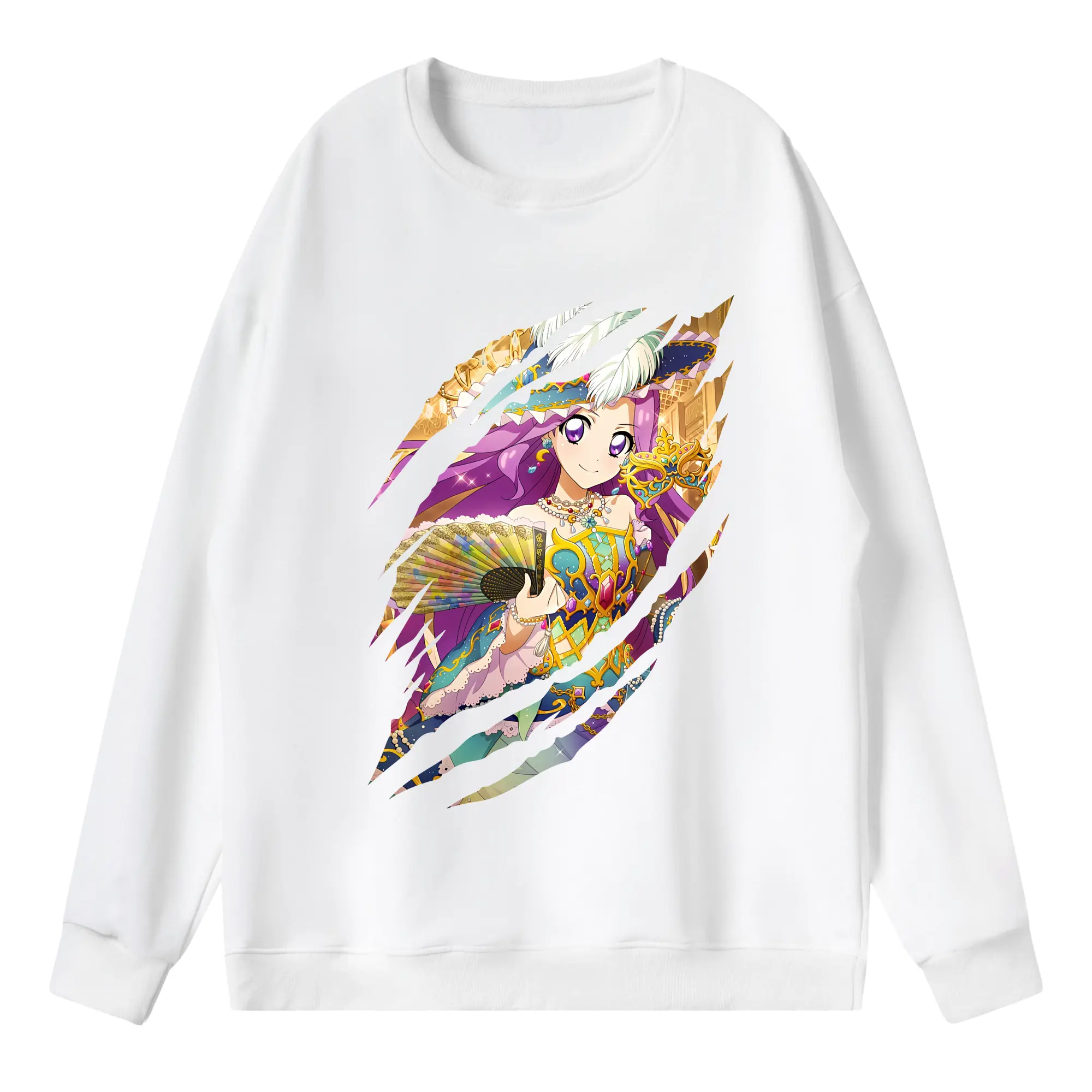 アイカツ グッズ 神崎 美月 - 薄手 クルーネック スウェット 裏毛260g · ポリエステル 春秋向け カジュアル 男女兼用 · トレーナー デイリー スポーツ 散歩に最適