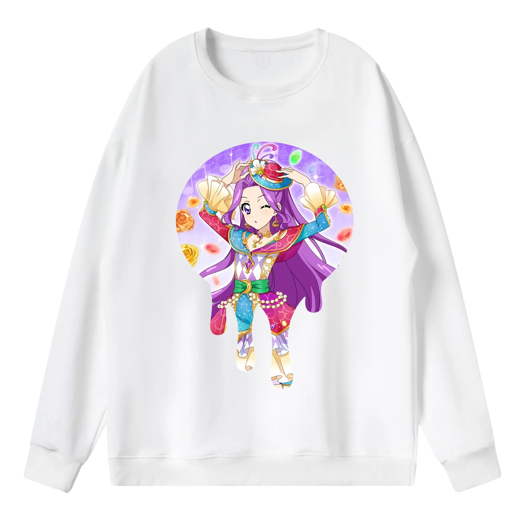 アイカツ グッズ 神崎 美月 - 薄手 クルーネック スウェット 裏毛260g · ポリエステル 春秋向け カジュアル 男女兼用 · トレーナー デイリー スポーツ 散歩に最適