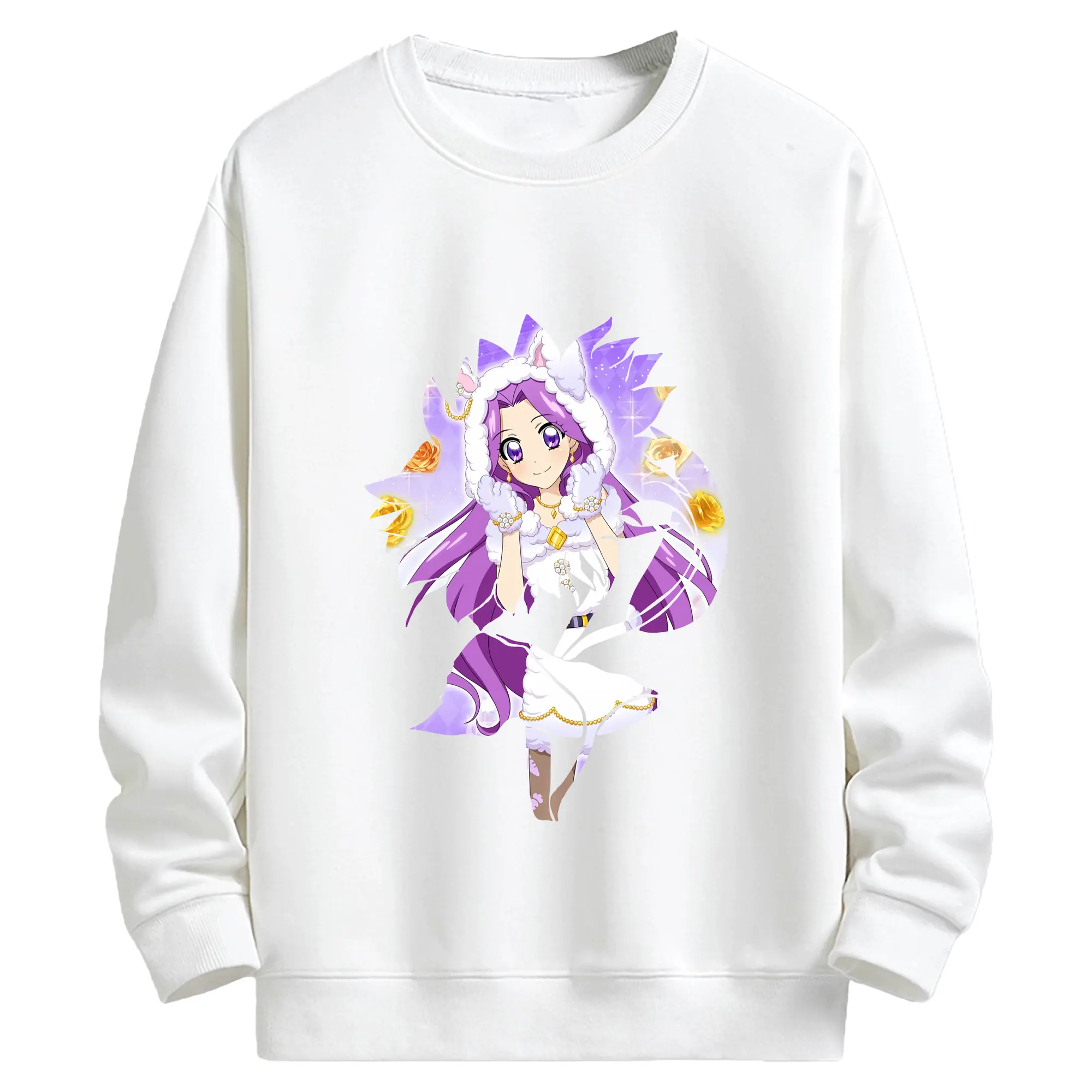 アイカツ グッズ 神崎 美月 - キッズ クルーネックスウェットシャツ ・ フロントプリント ・ 綿80％ ポリエステル20％ ・ 快適 通学 スポーツ 日常使い お散歩用