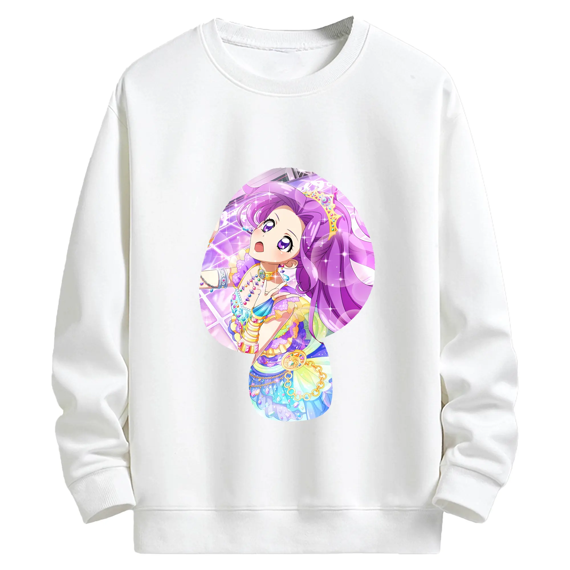 アイカツ グッズ 神崎 美月 - キッズ クルーネックスウェットシャツ ・ フロントプリント ・ 綿80％ ポリエステル20％ ・ 快適 通学 スポーツ 日常使い お散歩用