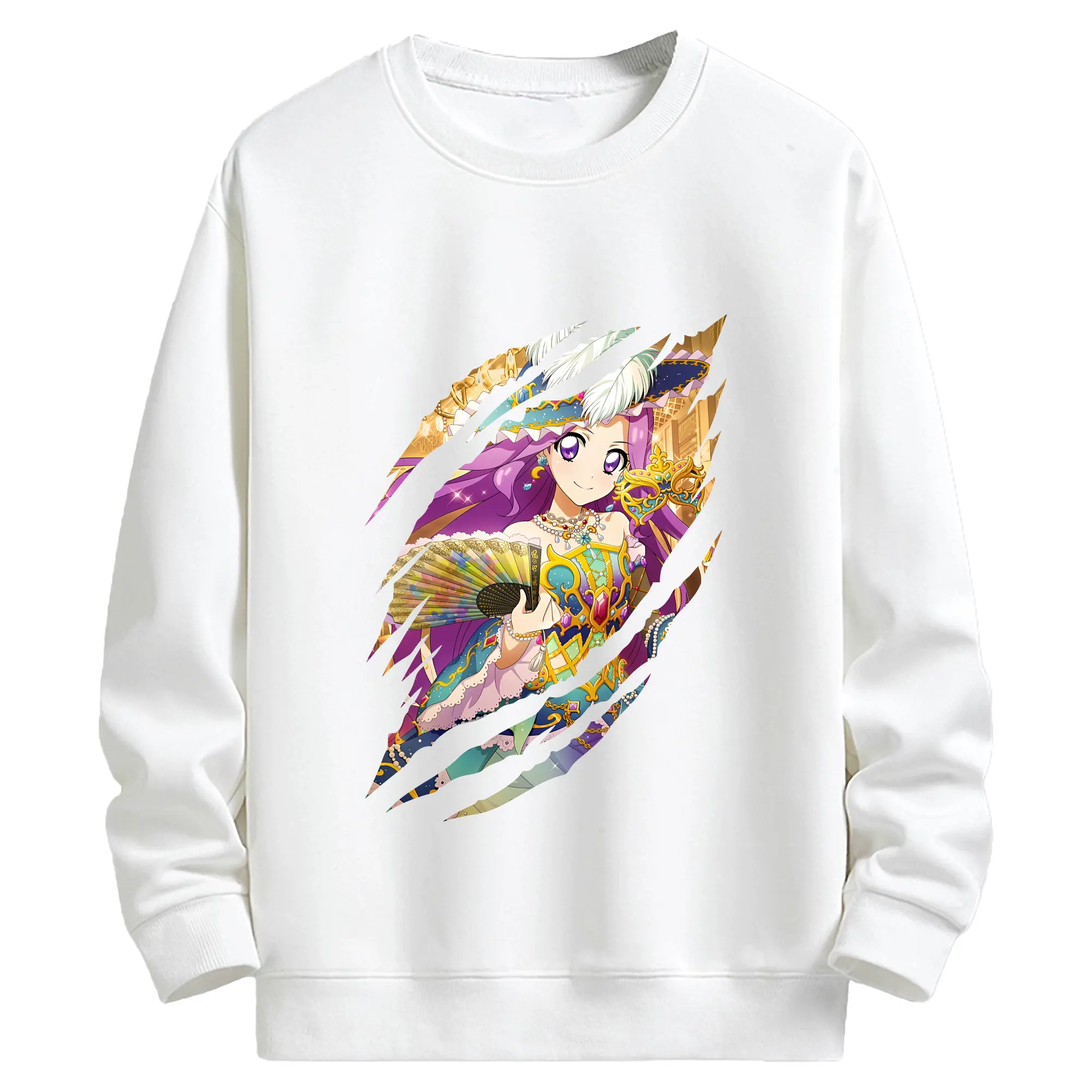 アイカツ グッズ 神崎 美月 - キッズ クルーネックスウェットシャツ ・ フロントプリント ・ 綿80％ ポリエステル20％ ・ 快適 通学 スポーツ 日常使い お散歩用