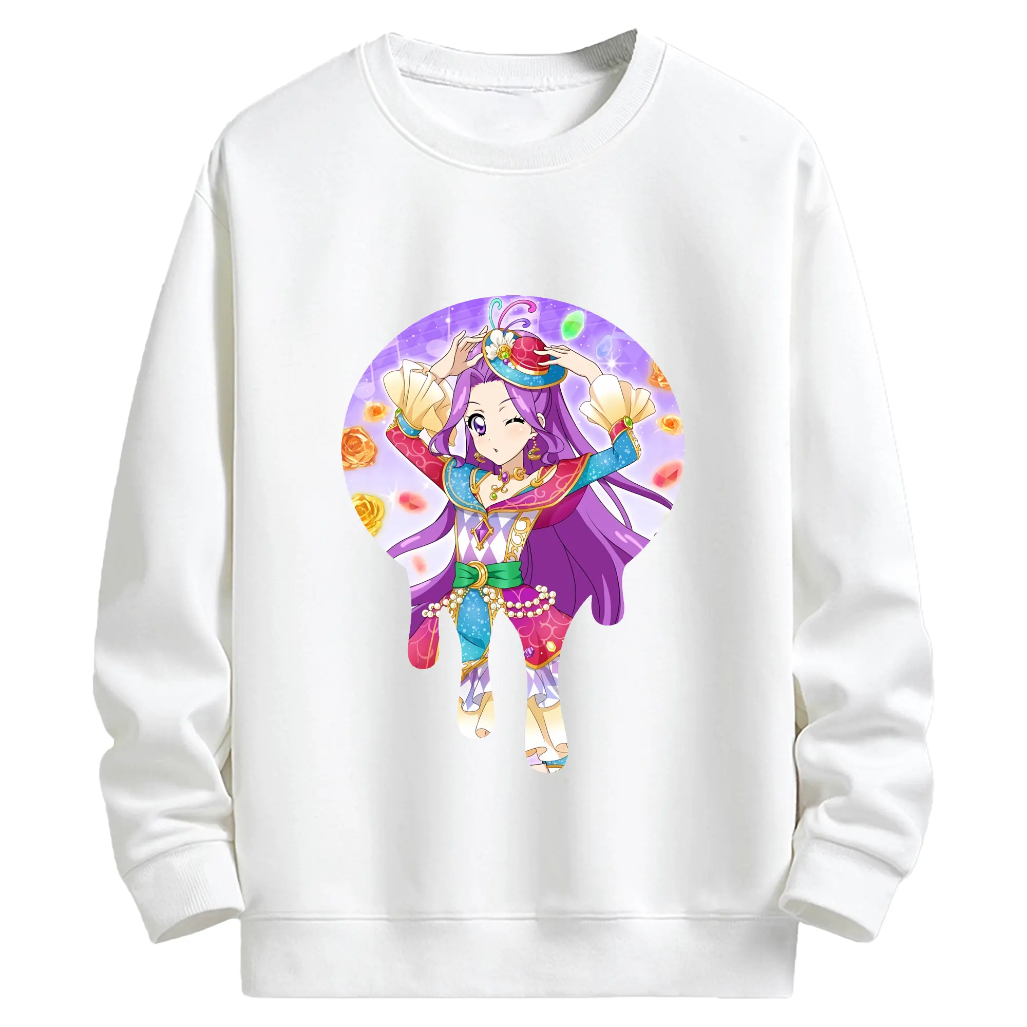 アイカツ グッズ 神崎 美月 - キッズ クルーネックスウェットシャツ ・ フロントプリント ・ 綿80％ ポリエステル20％ ・ 快適 通学 スポーツ 日常使い お散歩用